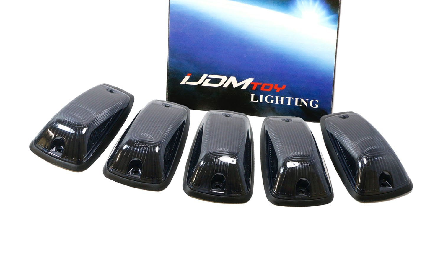 5 Pack Smoked Lens Cab Roof Marker Running Lamps with Amber LED Lights for Truck & 4x4 - Durable Off-Road Lighting for Night Driving & Enhanced Visibility