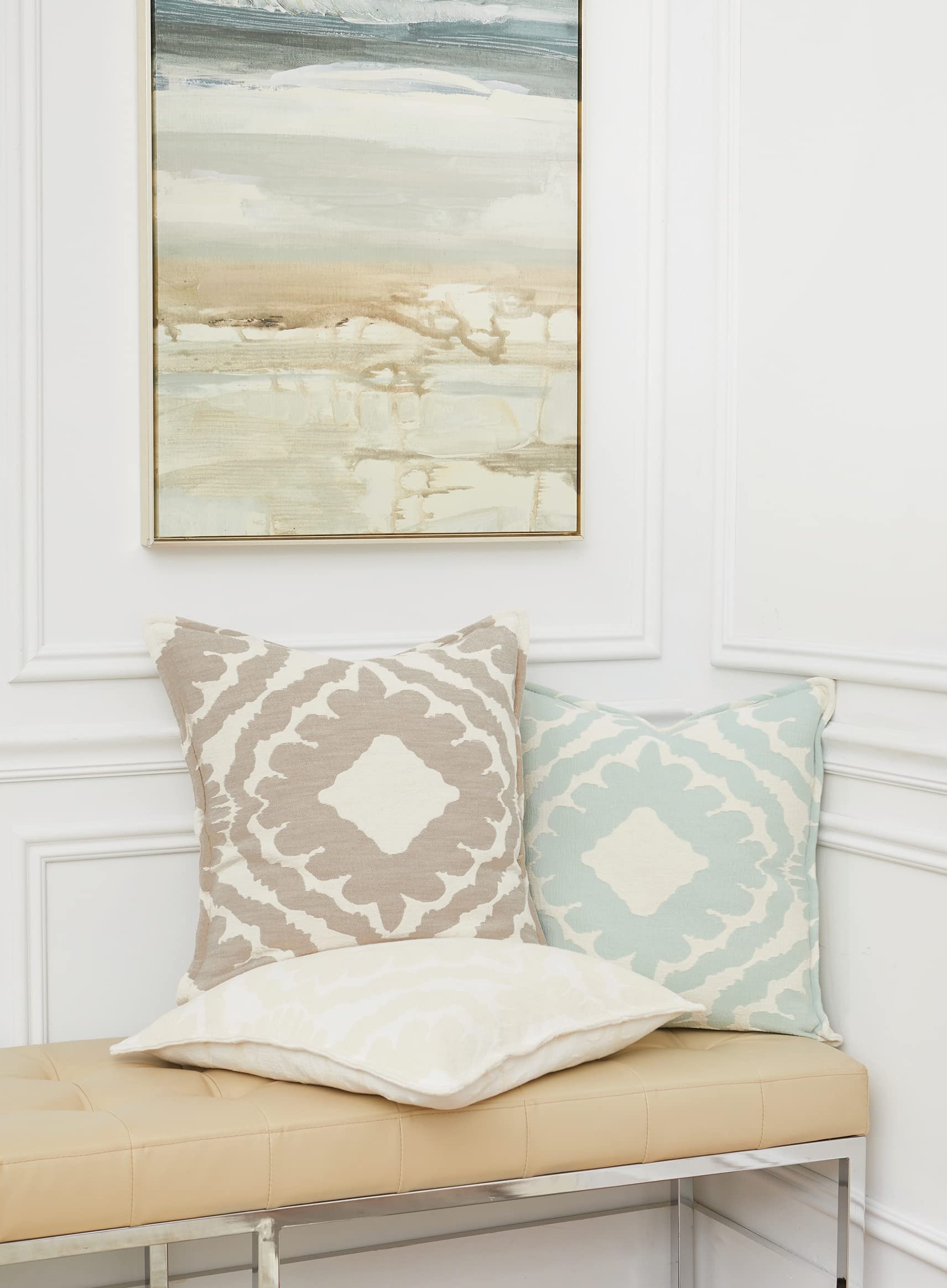 Cleo Dove 20x20 Inch Decorative Throw Pillow - Soft White Square Cushion for Sofa, Bed & Home Decor