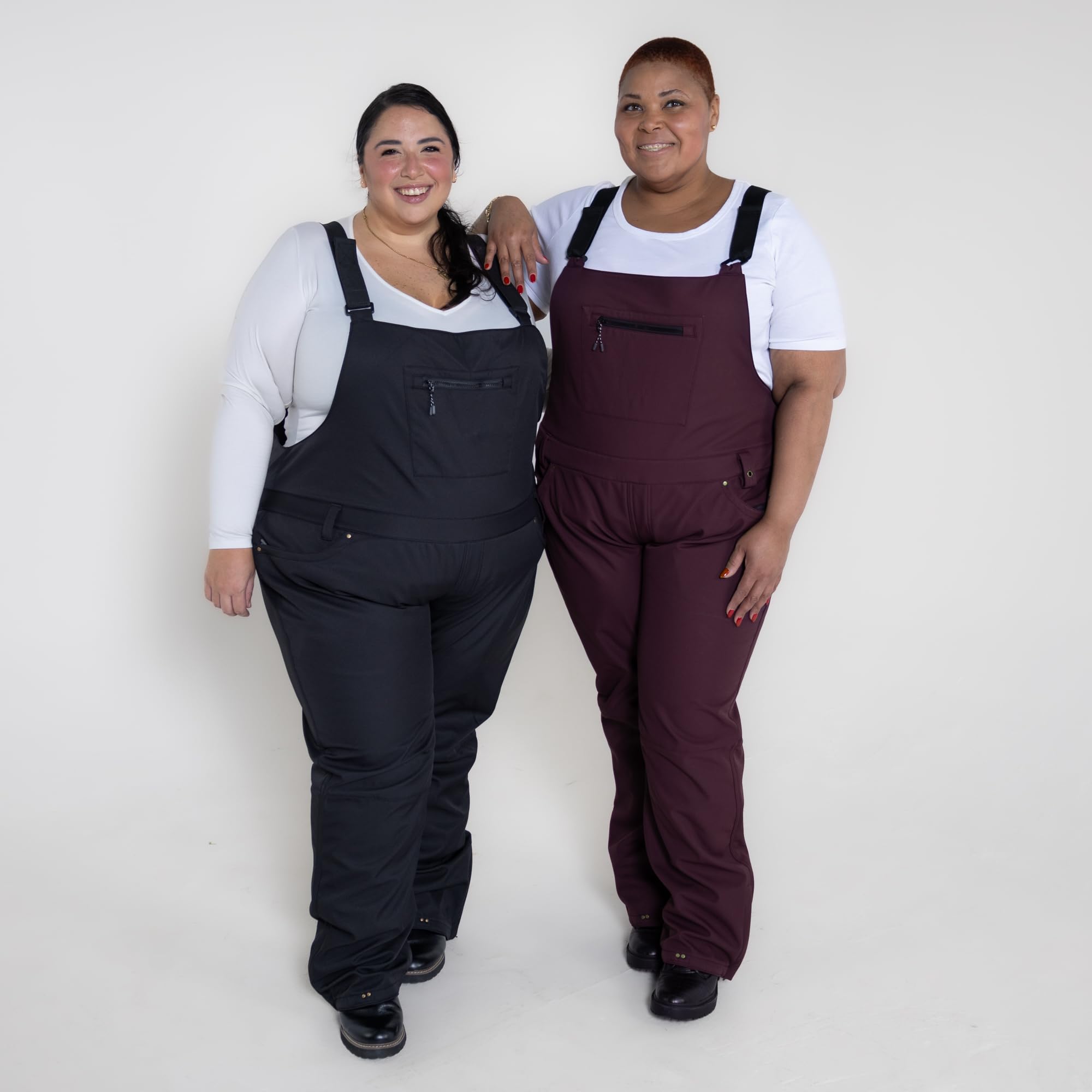 1X-6X Women's Plus Size Soft Shell Stretch Snow Ski Bib Overalls - Waterproof Winter Pants for Skiing, Snowboarding & Outdoor Activities
