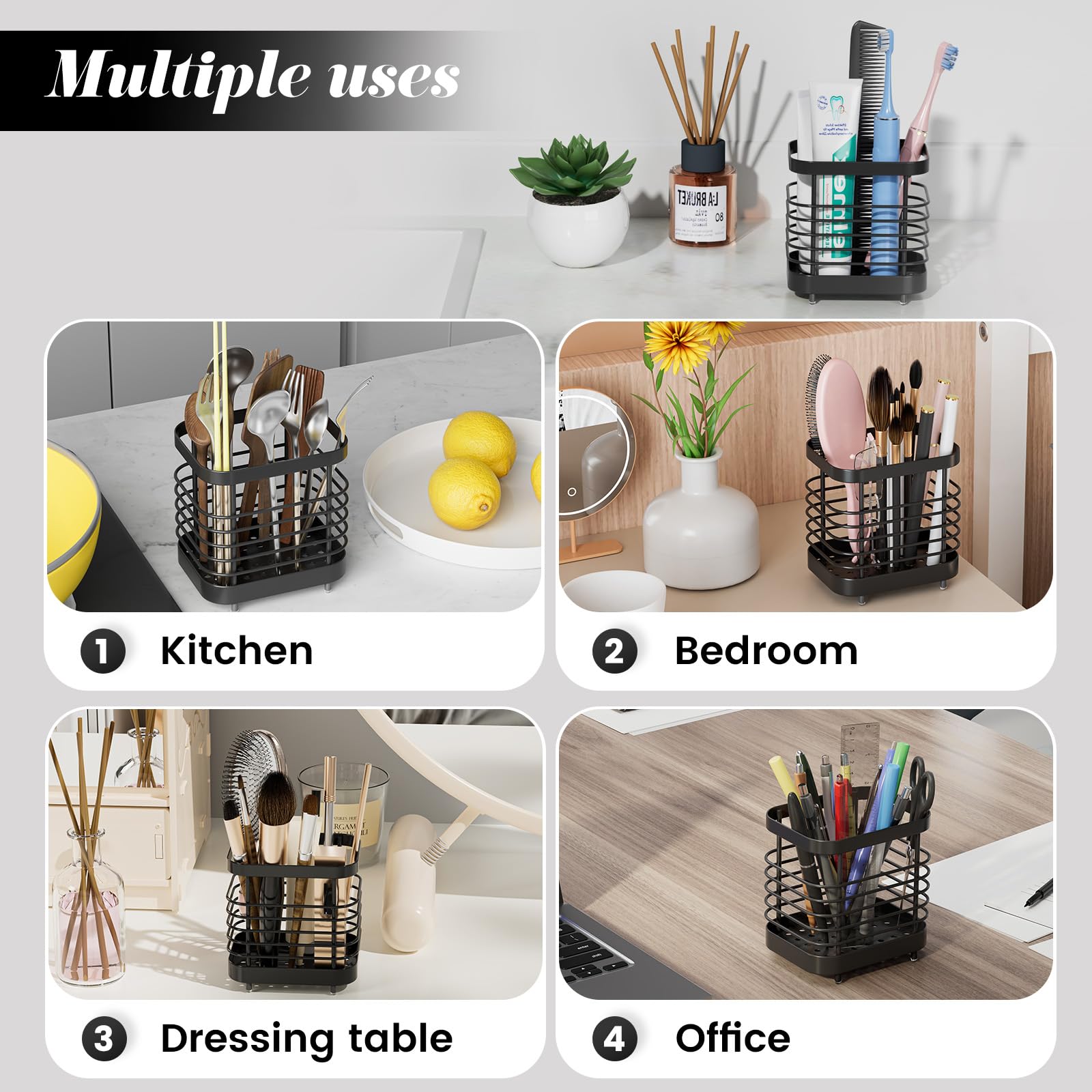 Stainless Steel Toothbrush Holder for Bathroom - Wall Mounted Toothpaste & Razor Organizer with Easy Storage | Perfect for Shower, Sink Counter, and Travel Use
