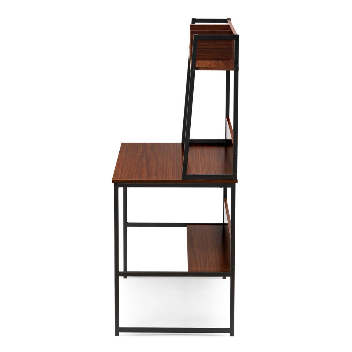 47 Inch Computer Desk with Bookshelf - Sturdy Home Office Desk for PC & Laptop, Space Saving Workstation for Small Spaces | Perfect for Remote Work & Study