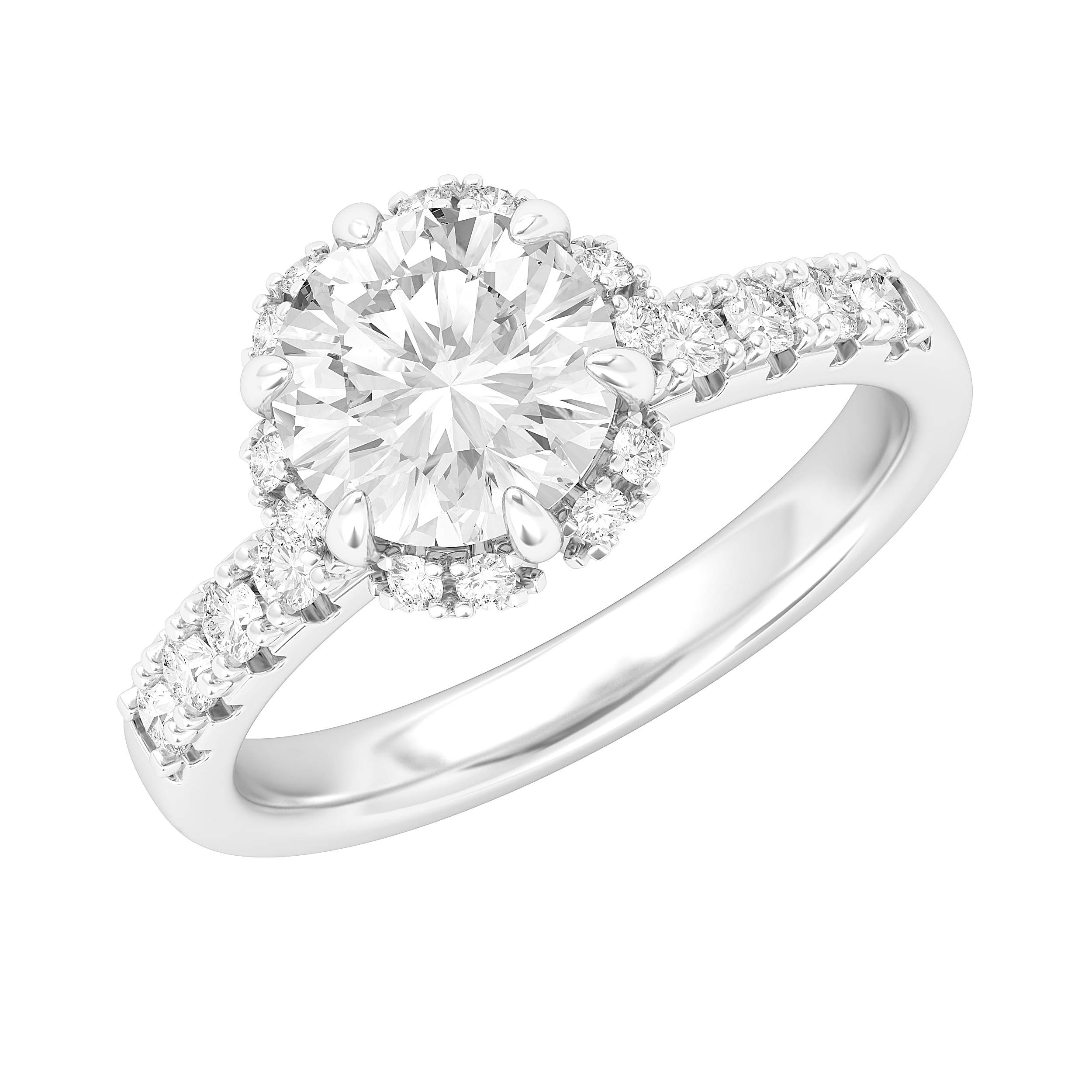 Sterling Silver Flower Halo 2CT Simulated Diamond or Genuine Moissanite Engagement Ring for Women - Perfect for Wedding, Proposal, Anniversary & Valentine's Day Gift