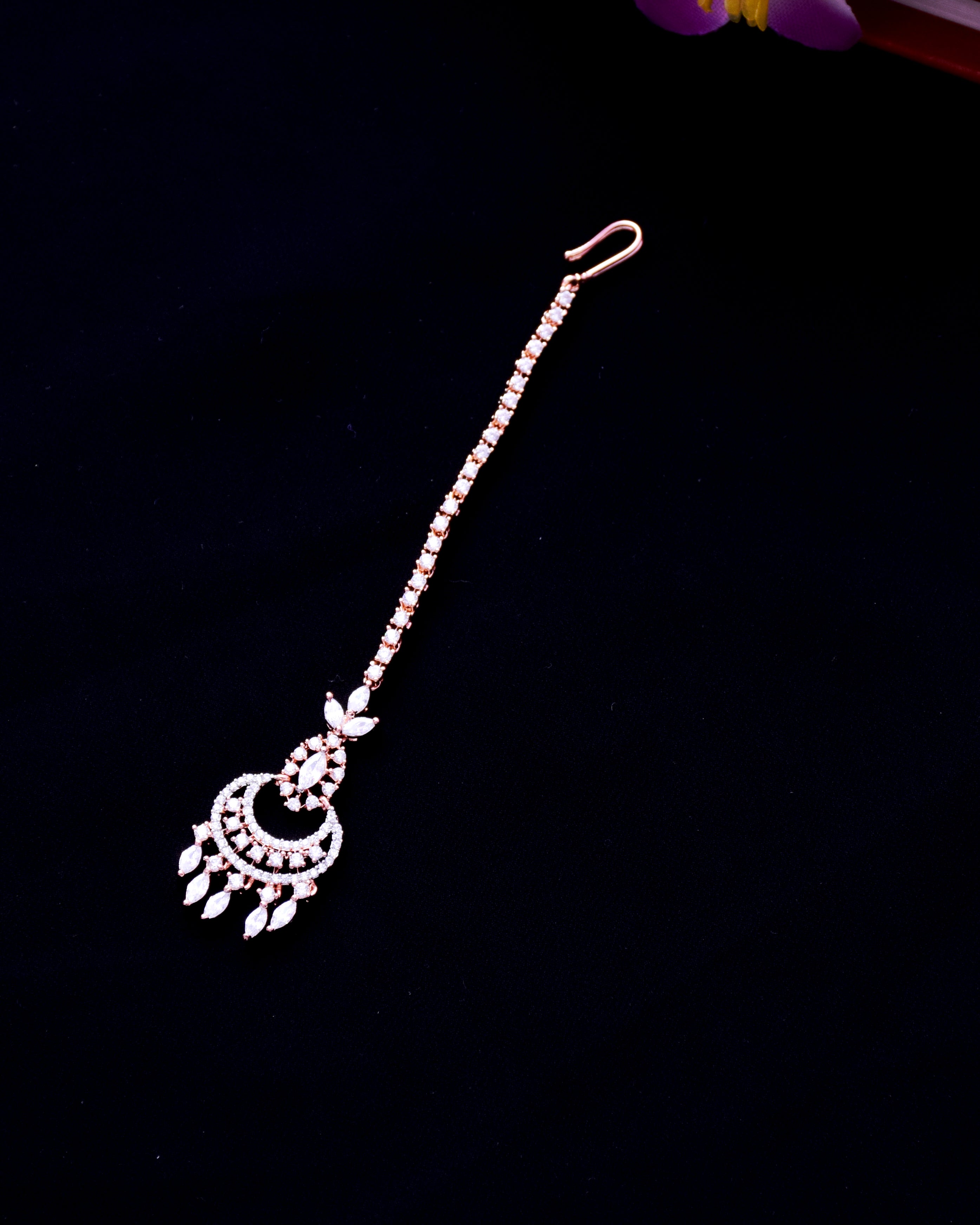 Designer American Diamond Maang Tikka Hair Jewelry for Weddings, Parties & Special Occasions | Elegant Bridal Accessory for Indian & Western Outfits (D87)
