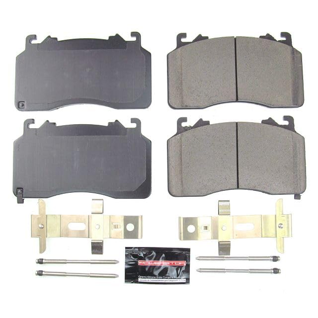 Power Stop Z23-2267 Front Z23 Evolution Sport Carbon Fiber Ceramic Brake Pads with Hardware Kit - Compatible with 2020-2022 Ford Mustang | High-Performance Braking for Street & Track Use