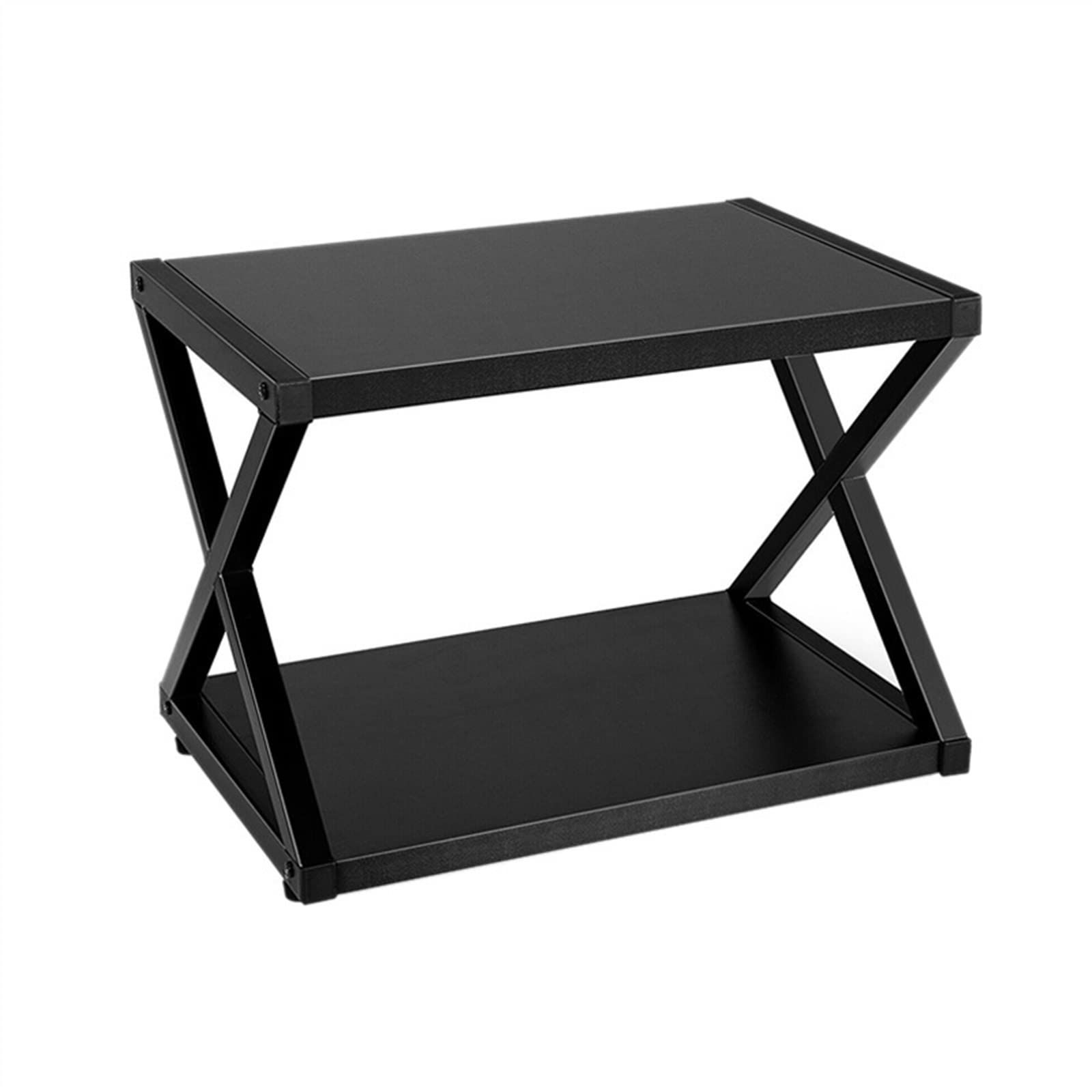 UNNS 2-Tier Printer Stand with Storage Shelves - Sturdy X-Shaped Iron Frame, Anti-Skid Pads, Elegant Black Design for Home & Office Workspace Organization