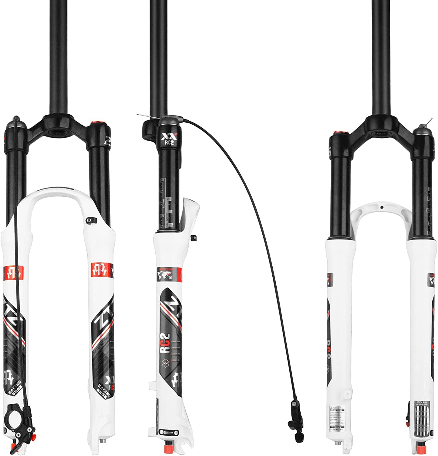 ZTZ MTB Air Suspension Fork - 26/27.5/29 Inch Mountain Bike Fork with 120mm Travel, Rebound Adjustment, QR 9mm, Manual/Remote Lockout - Lightweight XC/AM Front Suspension Fork for Trail Riding & Cross-Country Cycling