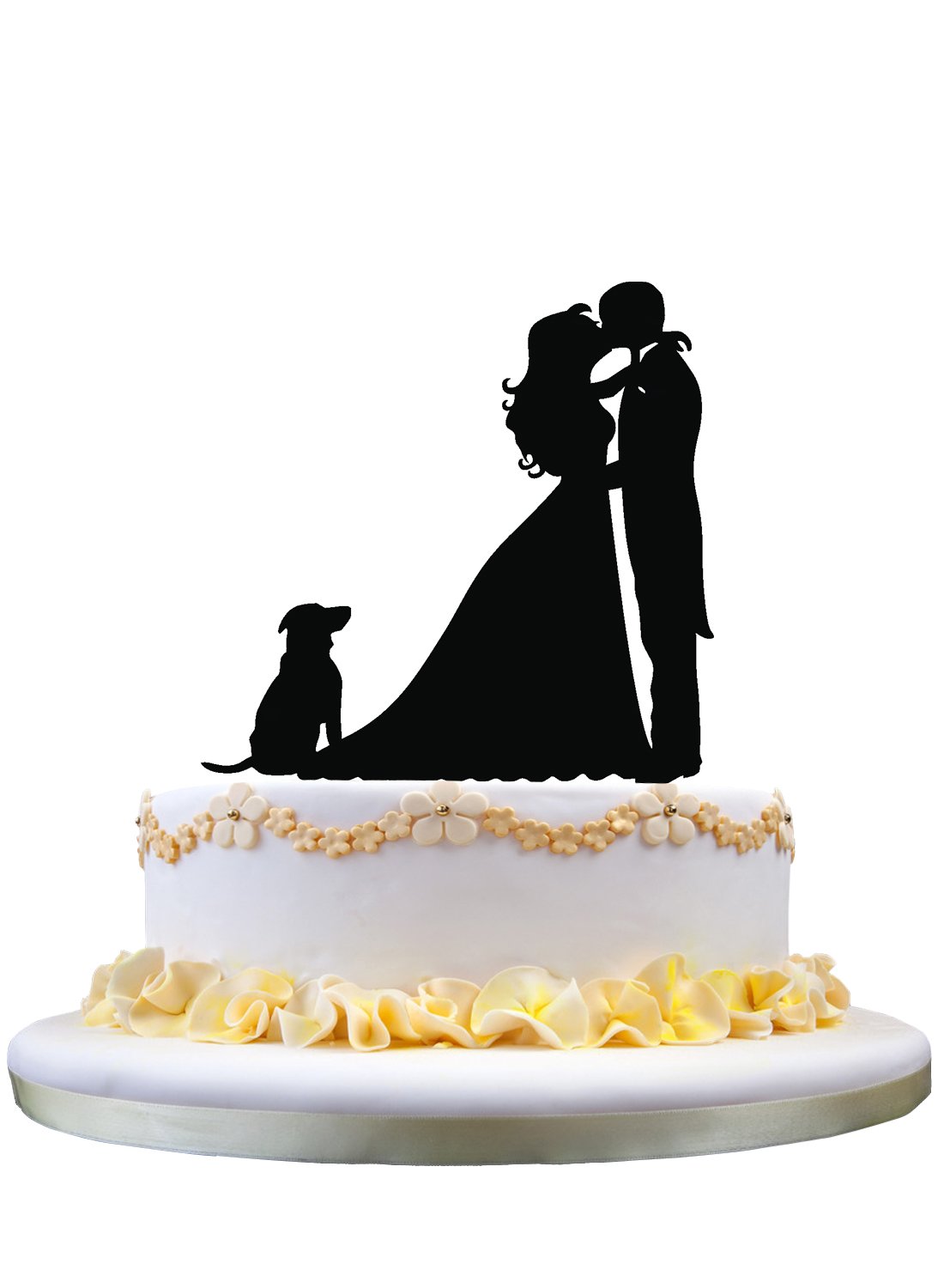 Bride and Groom Cake Topper - Romantic Couple Kissing Wedding Cake Decor, Custom Dog & Pet Cake Topper for Wedding Cakes - Perfect for Anniversary, Engagement & Birthday Celebrations