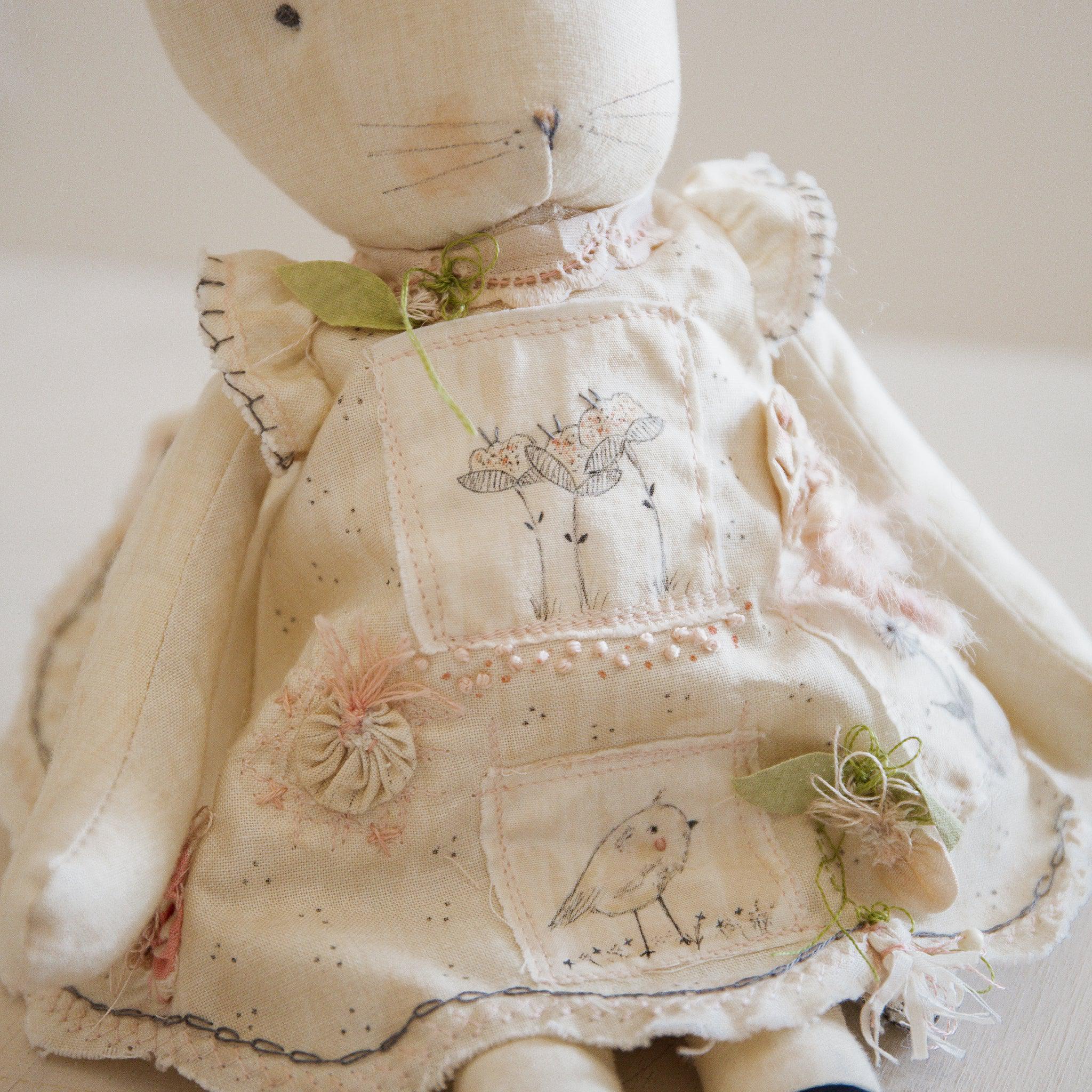 Handmade Cotton Bunny - RETIRED Hutch Studio Original Dandy Candytuft Collectible Plush Toy | Perfect for Easter Decor, Nursery Gifts & Spring Home Decorations