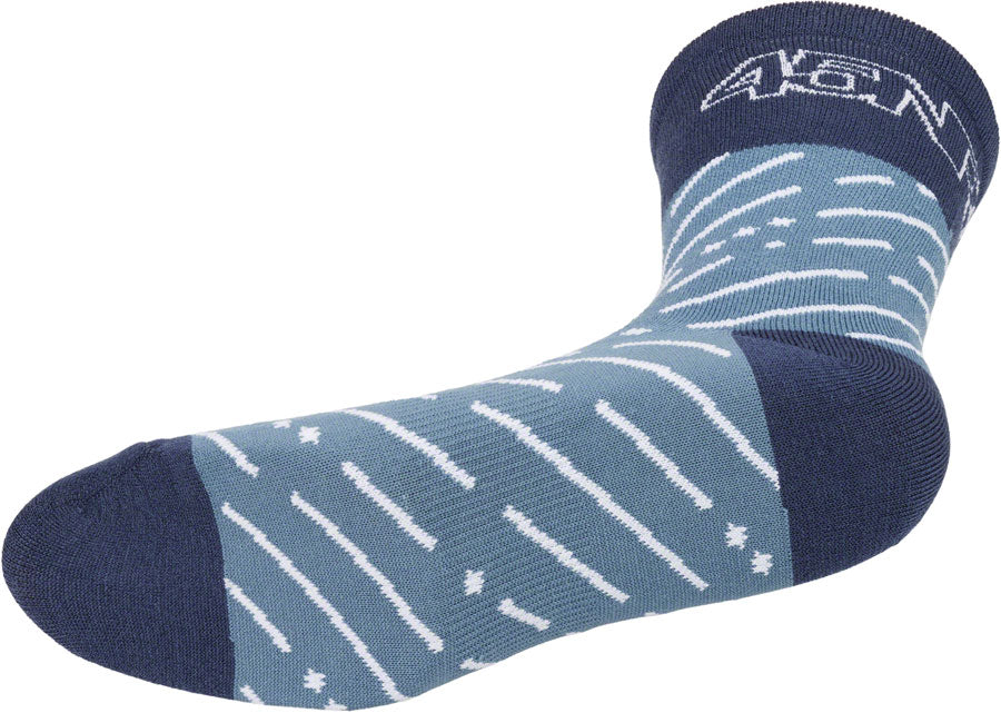 45NRTH Snow Band Lightweight Wool Socks for Men & Women - Breathable, Moisture-Wicking Winter Hiking Socks - Light Blue/Blue, Large - Perfect for Skiing, Snowboarding & Cold Weather Outdoor Activities