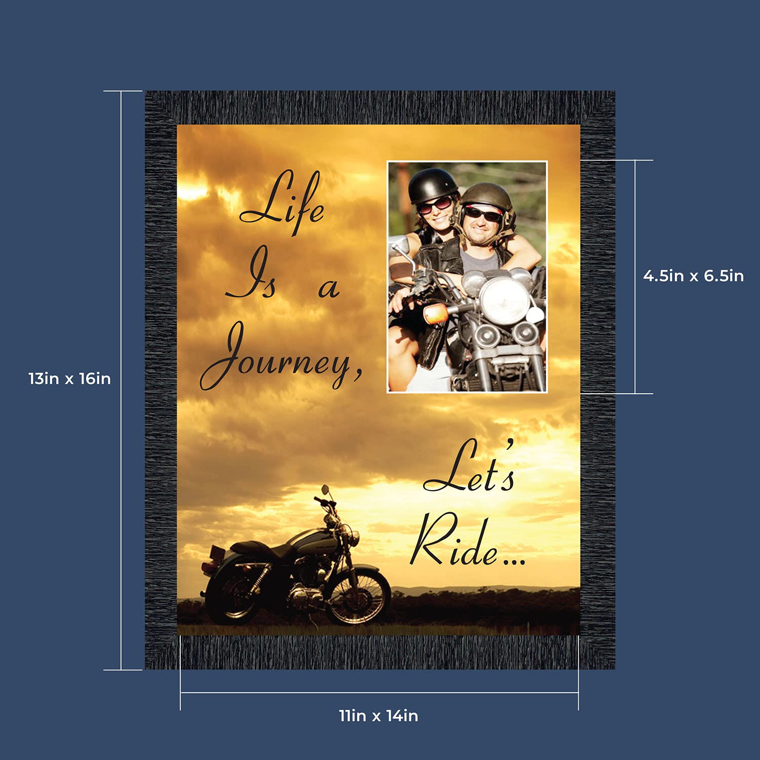 Harley Davidson Classic Picture Frame - Home Decor Wall Art for Men & Women - Perfect Gift for Wedding, Christmas, Birthday (5007CH) - Ideal for Living Room, Bedroom, Office & Man Cave Decor