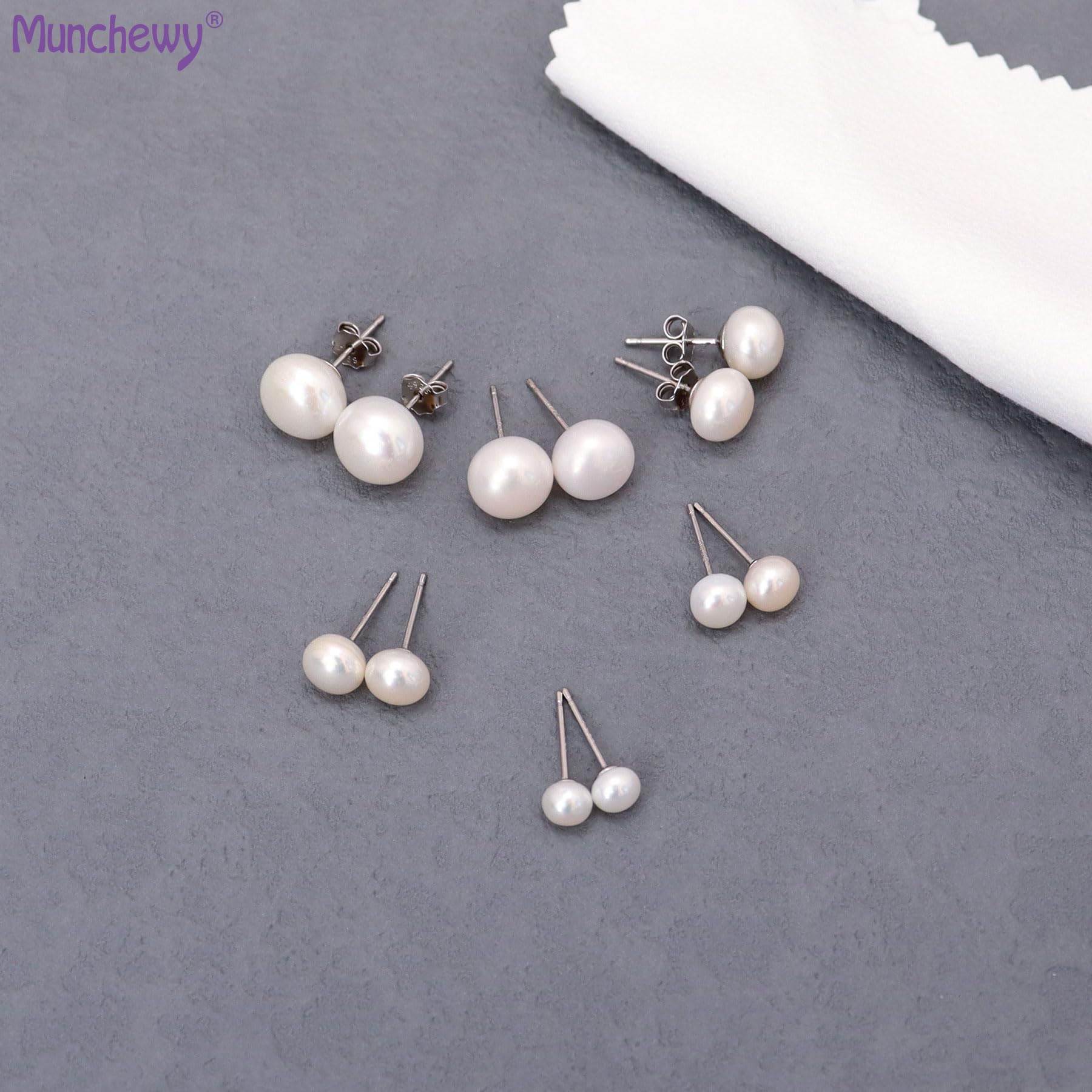 AAA Quality Freshwater Cultured Pearl Stud Earrings for Women - Sterling Silver White Button Pearl Earrings | Perfect Gift for Birthday, Anniversary & Special Occasions