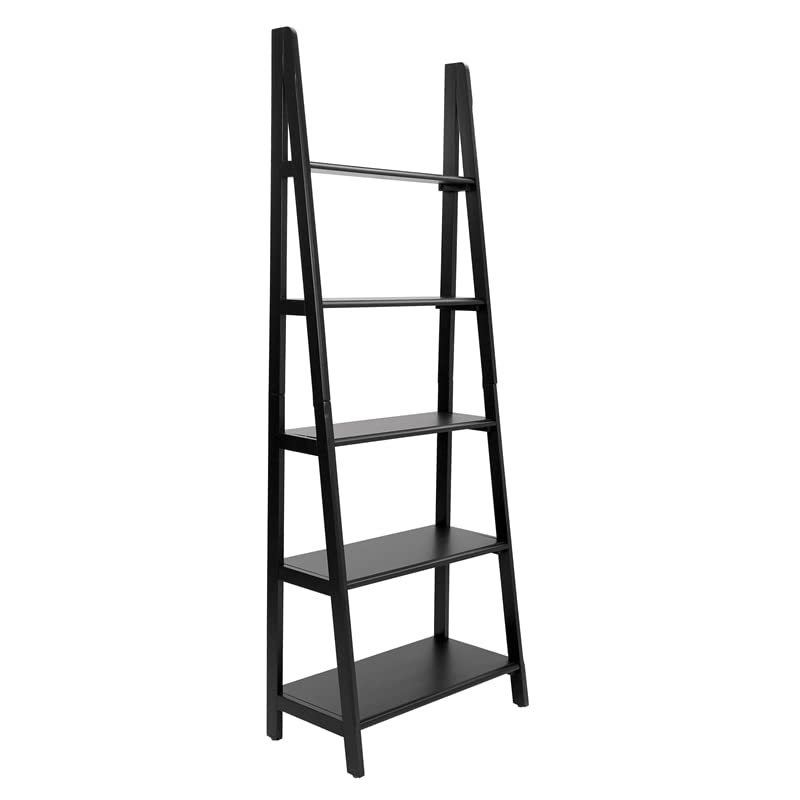 UrbanPro Modern Wood Ladder Bookcase - Black Finish | Stylish Home Office & Living Room Storage Shelf | Perfect for Books, Decor & Small Spaces