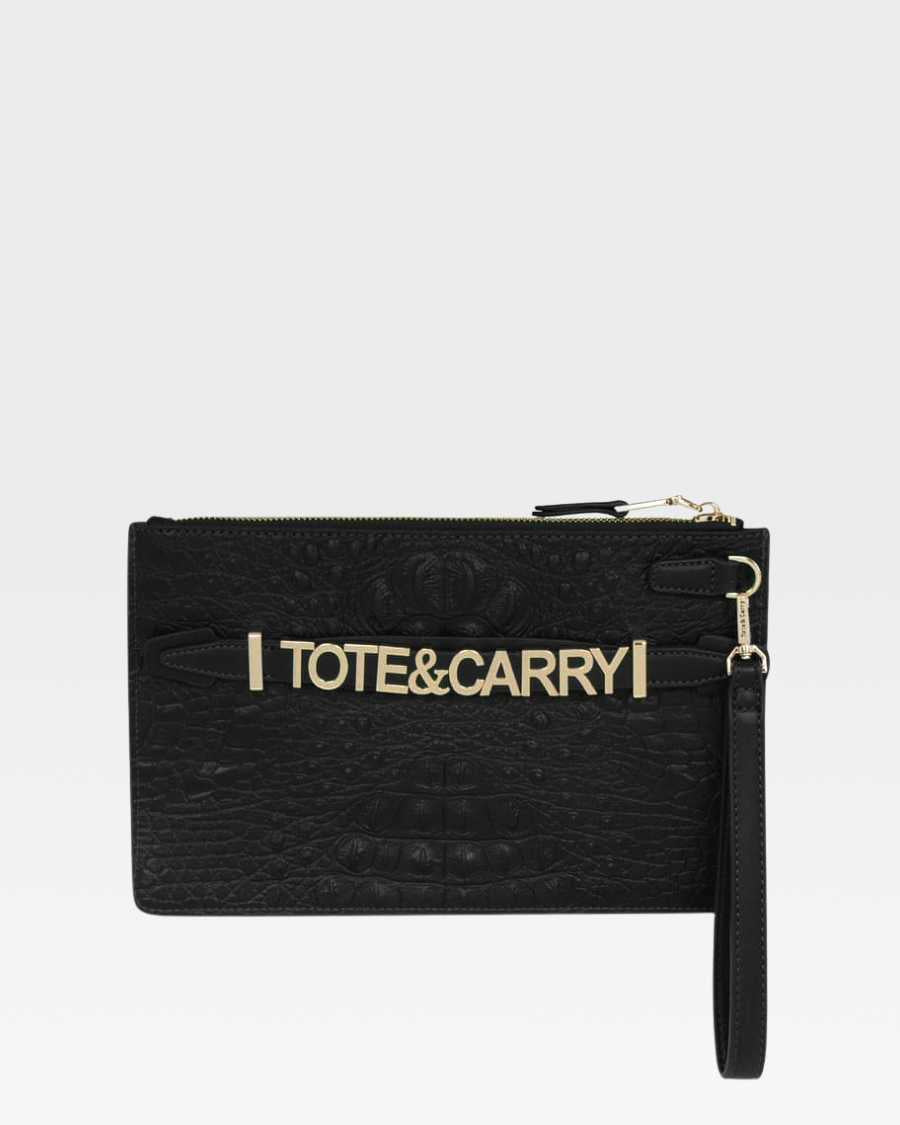 Apollo 2 Black Leather Clutch Purse for Women - Elegant Evening Bag for Parties, Weddings & Special Occasions