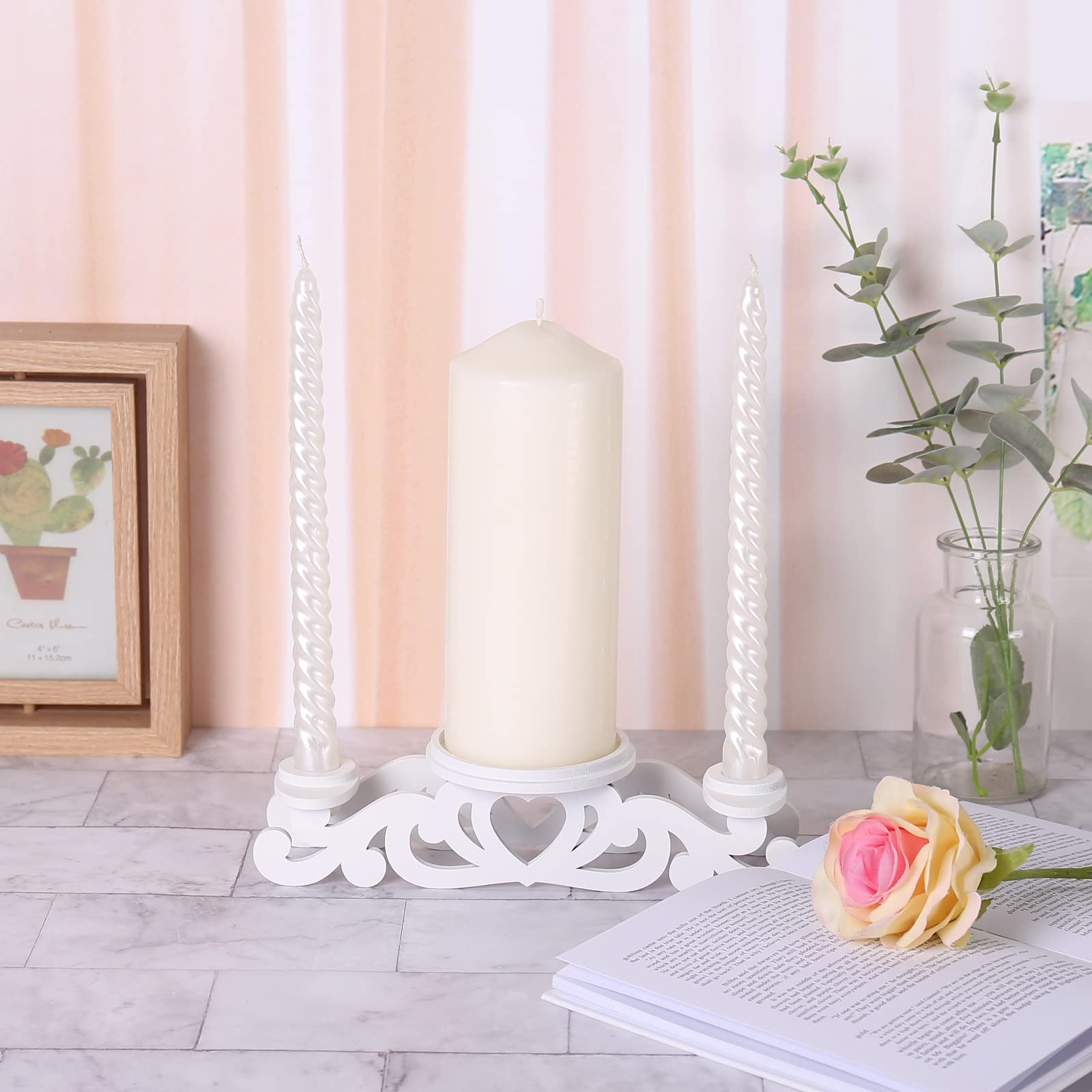 Unity Candle Holder Set - Elegant Wedding Ceremony Candle Stand with Pillar Holders for Centerpiece Decor (Candles Not Included) - Perfect for Wedding Aisle, Reception Table & Vow Renewal Decorations