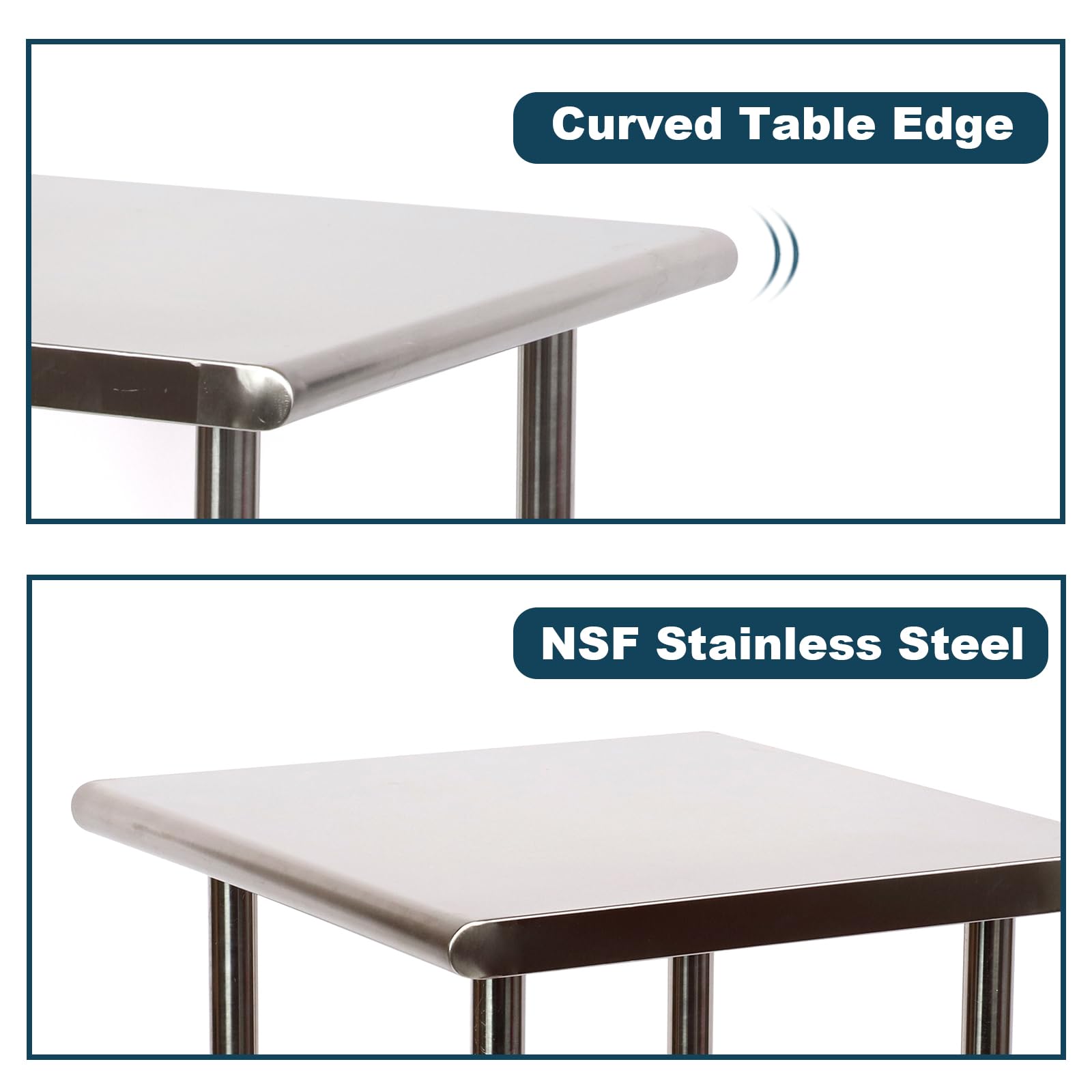 Heavy Duty Stainless Steel Work Table 24x36 Inches with 4 Locking Wheels & Adjustable Shelves - NSF Certified Commercial Kitchen Table for Restaurant, Home, Hotel - Perfect for Food Prep, Catering & Storage