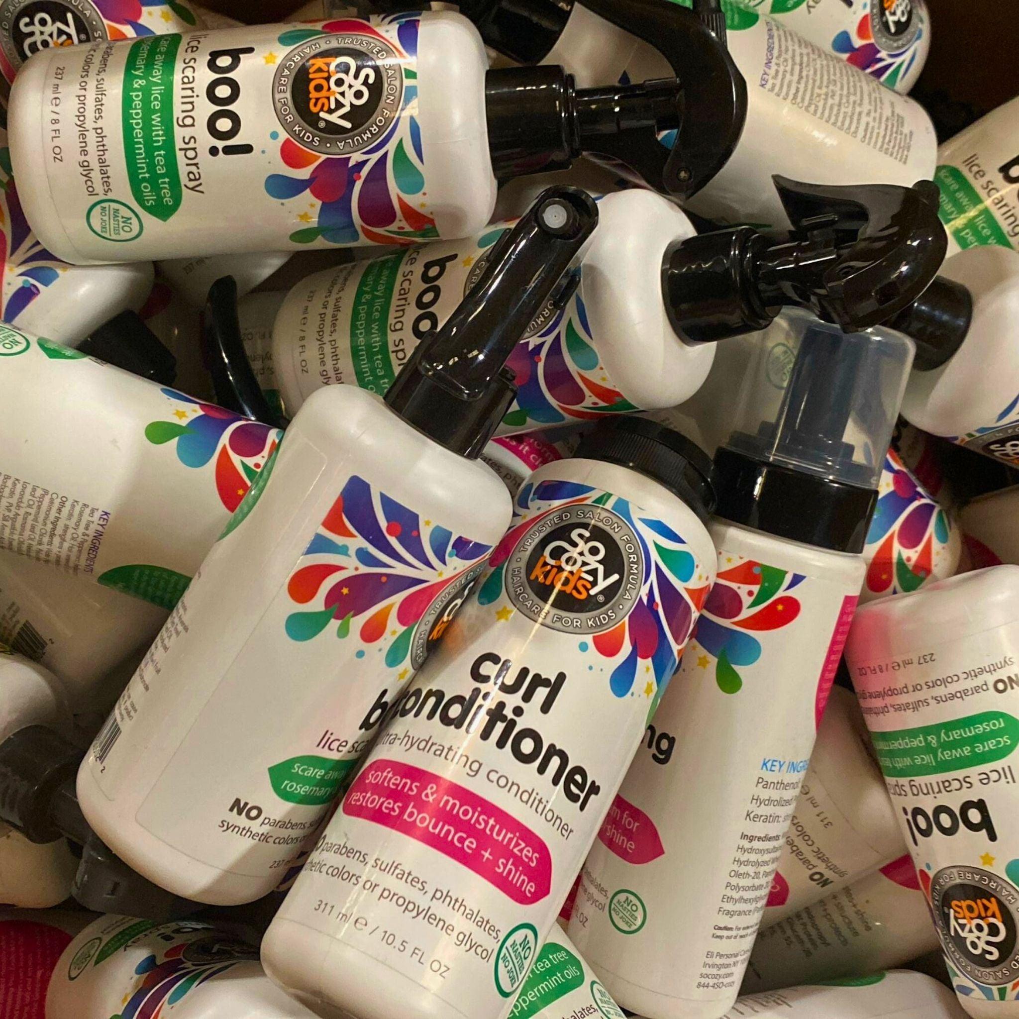 So Cozy Kids Mix Haircare Set - Lice Repellent Spray, Curl Conditioner & Volumizing Foam (50 Pcs) for Healthy, Shiny & Tangle-Free Hair - Perfect for Daily Kids Hair Care & Lice Prevention