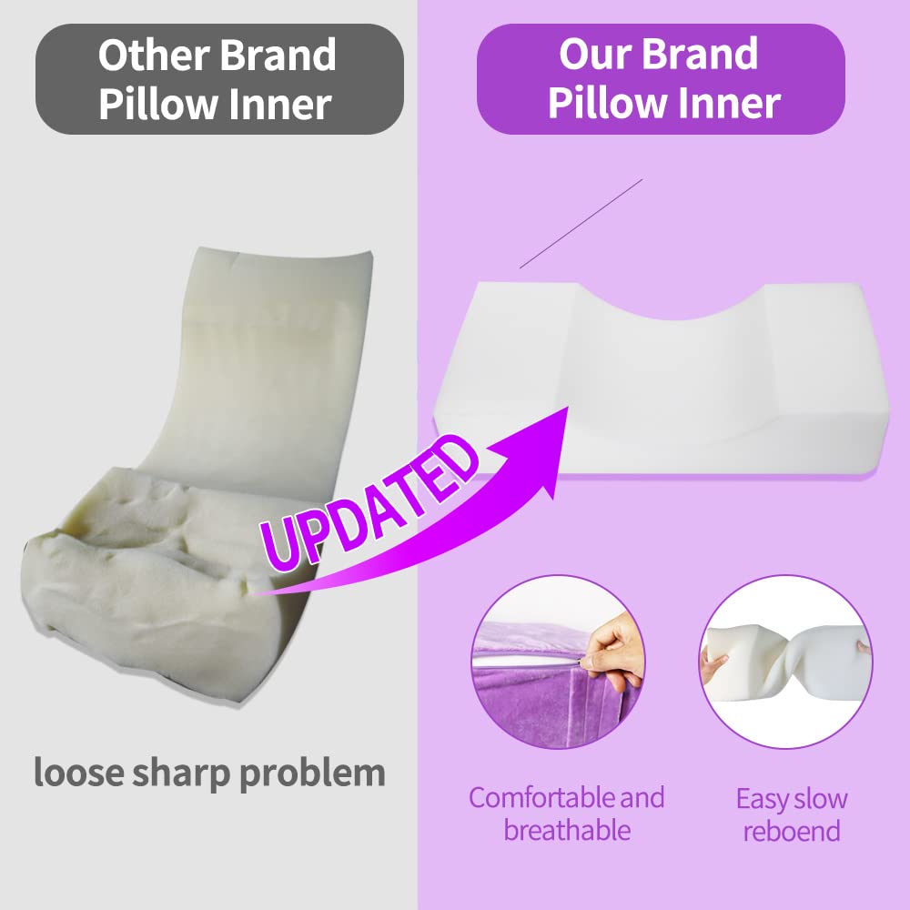 Professional Velvet Memory Foam Eyelash Extension Neck Pillow - Ergonomic Support for Lash Technicians & Clients, Beauty Salon Comfort (Purple) | Perfect for Lash Extensions, Microblading & Spa Treatments