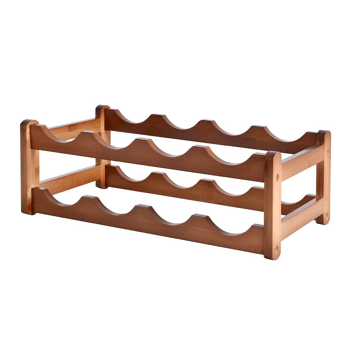 Maydear 2-Tier Bamboo Wine Rack - Holds 8 Bottles, Sturdy Tabletop Wine Organizer & Free Standing Display Shelf for Kitchen, Bar or Dining Room Storage
