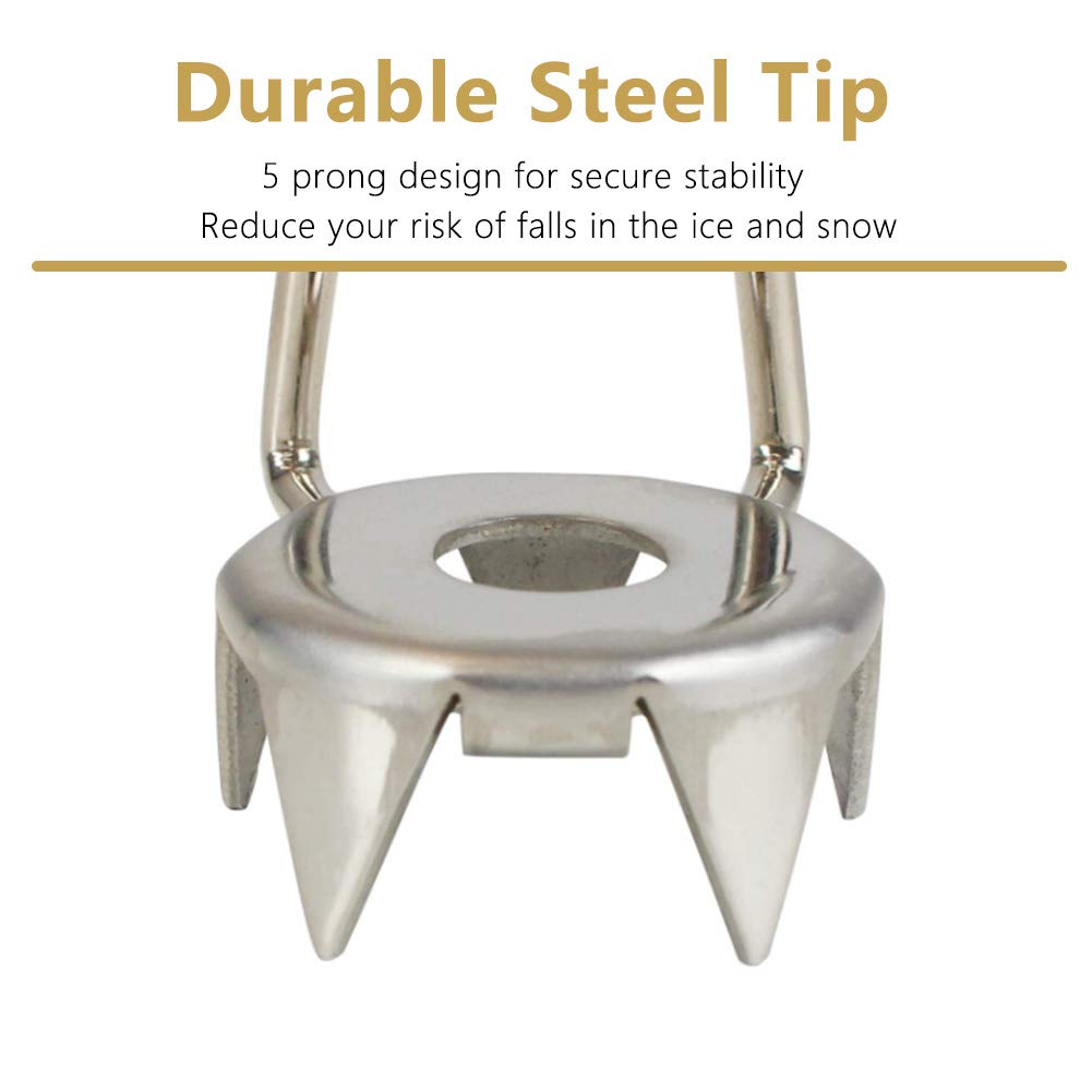 Retractable Ice Cane Tips - Non-Slip Grip for Walking Canes, Trekking Poles, Crutches & Mobility Aids - Perfect for Winter Safety on Snow & Ice