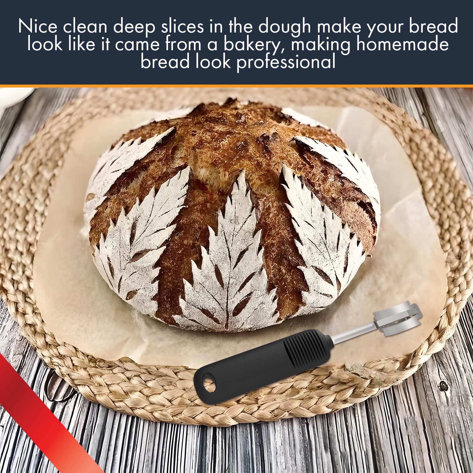 MEKER Professional Bread Lame for Sourdough Baking - Upgraded Silicone Handle Dough Scoring Knife with 10 Stainless Steel Blades & Leather Protector - Perfect for Artisan Bread Making, Home Baking & Pastry Decoration