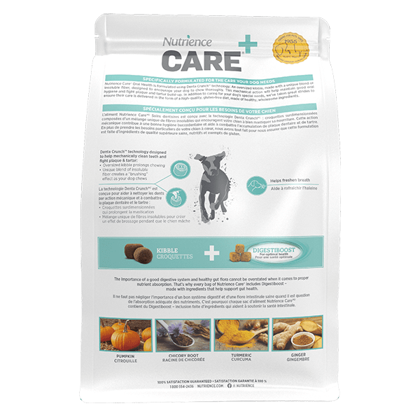 Nutrience Care+ Oral Health Dry Dog Food - Grain-Free Dental Care for Small & Large Breeds - Promotes Fresh Breath & Healthy Teeth - Perfect for Daily Feeding & Dental Maintenance