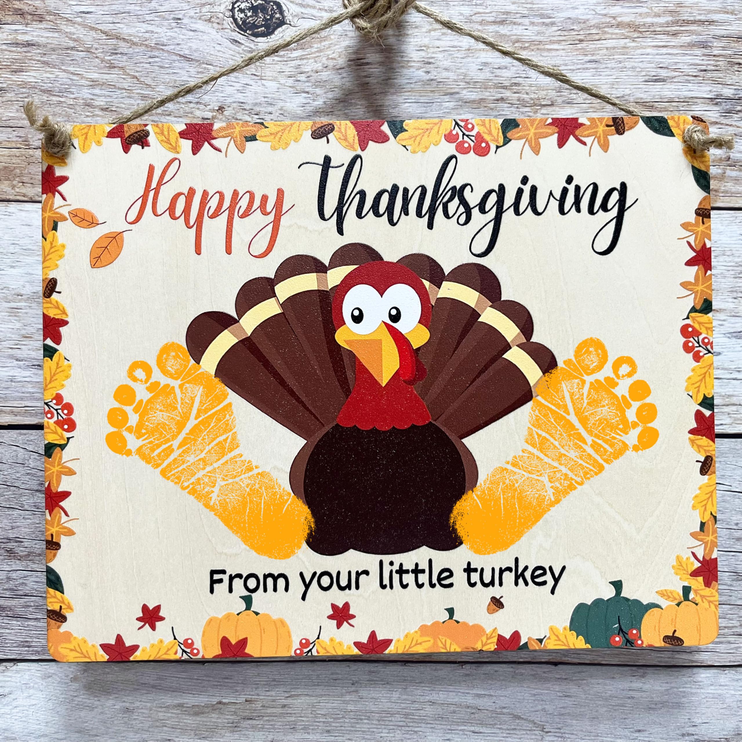 DIY Baby's First Thanksgiving Footprint Sign - Newborn Fall Keepsake, Holiday Milestone Card for Boys & Girls - Perfect Baby Shower Gift & New Mom Present - Great for Thanksgiving Decor, Nursery Display & Family Memory Preservation