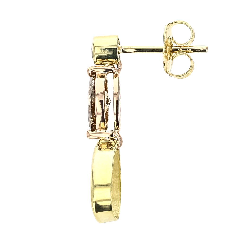 18KT Gold 2.63 CTW Multi Colored Diamond Drop Earrings for Women - Elegant Dangling Jewelry for Weddings, Parties & Special Occasions