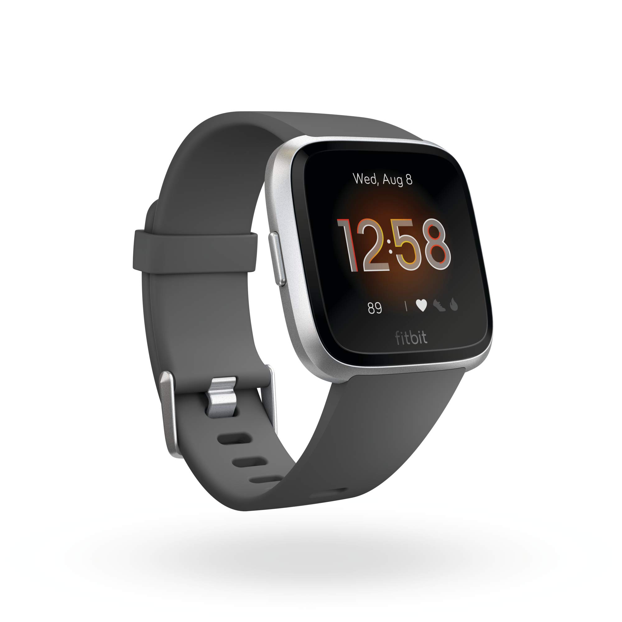 Fitbit Versa Lite Smartwatch - Fitness & Health Tracker with 4+ Day Battery Life, Waterproof, Heart Rate Monitor, Charcoal/Silver Aluminum - Perfect for Running, Swimming & Daily Activity Tracking