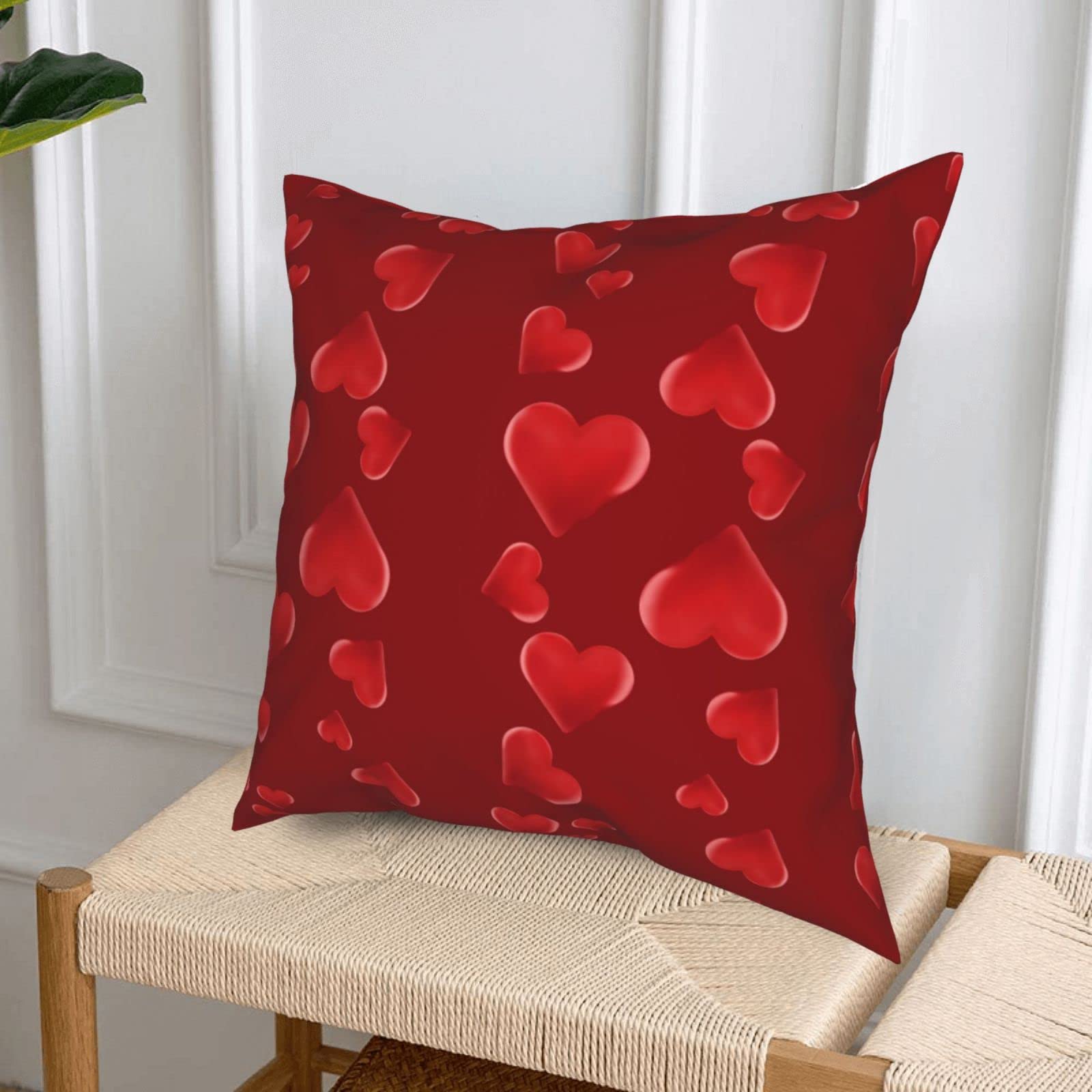 Valentine's Day Love Heart Red Black Decorative Throw Pillow Covers for Sofa, Bed, Chair - Soft Cushion Cases for Home, Bedroom, Car & Living Room Decor - Perfect for Romantic Gifts & Cozy Home Styling