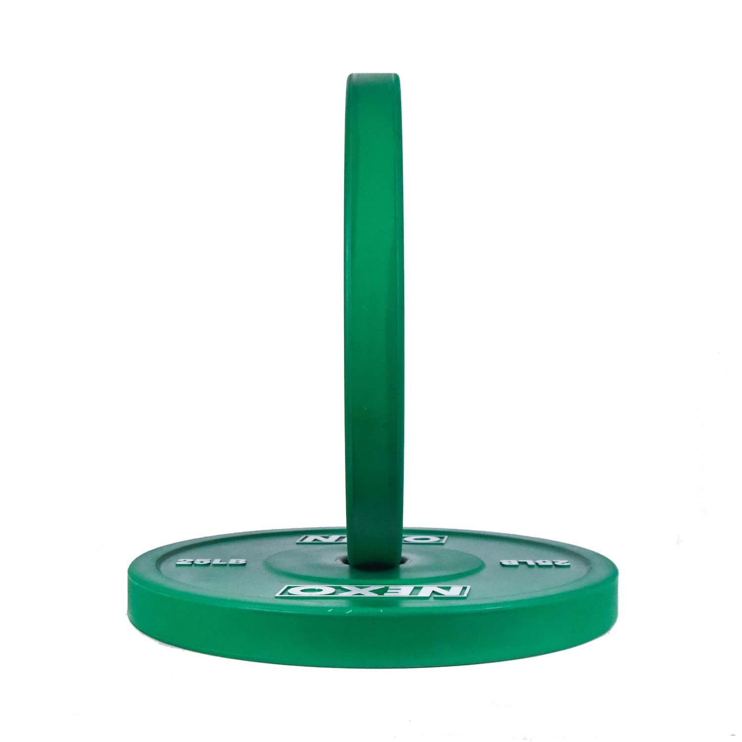Premium NEXO 25LB Rubber Bumper Plate Pair - Matte Green Cross Training Weight Plates for Home Gym & Functional Fitness Workouts