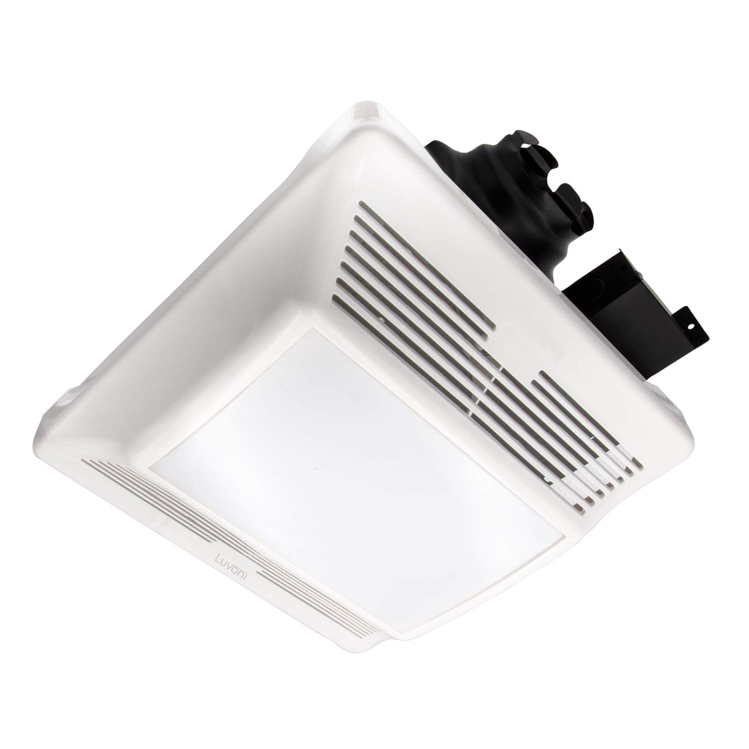 Maxxima Luvoni 90 CFM Bathroom Exhaust Fan with LED Light - Ultra Quiet 1 Sone Ceiling Mount Ventilation Fan, White Grill - Perfect for Home Bathrooms, Basements & Laundry Rooms