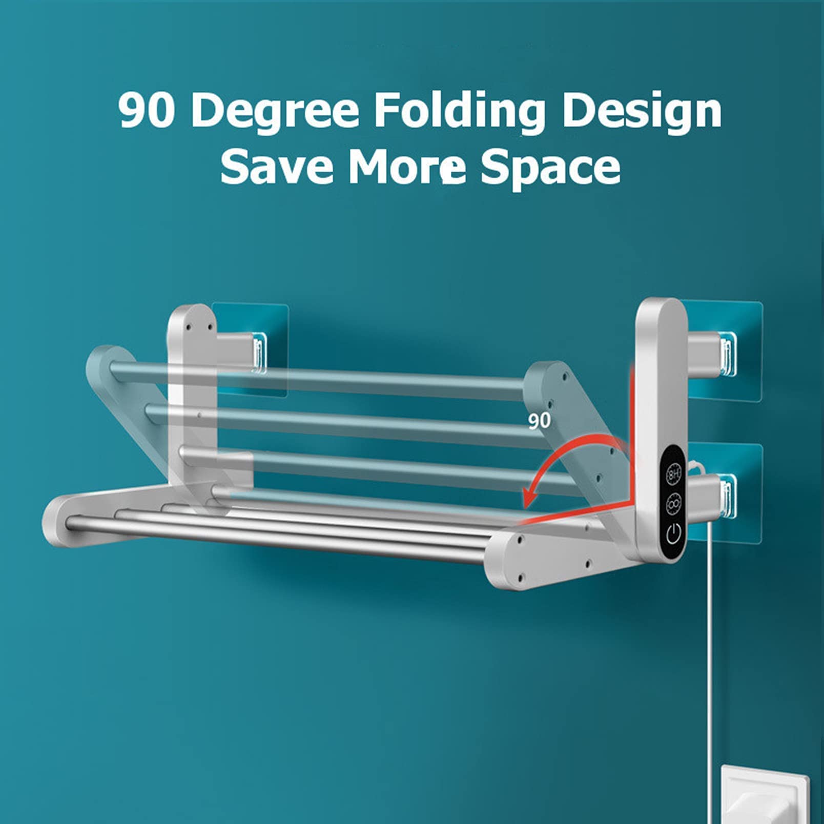 Premium Electric Towel Warmer for Bathroom - Wall Mounted Foldable Heated Drying Rack with Built-in Timer, 4 Aluminum Bars, 90° Adjustable (21.6x8.2in) - Perfect for Spa, Luxury Hotels & Cozy Home Bathrooms