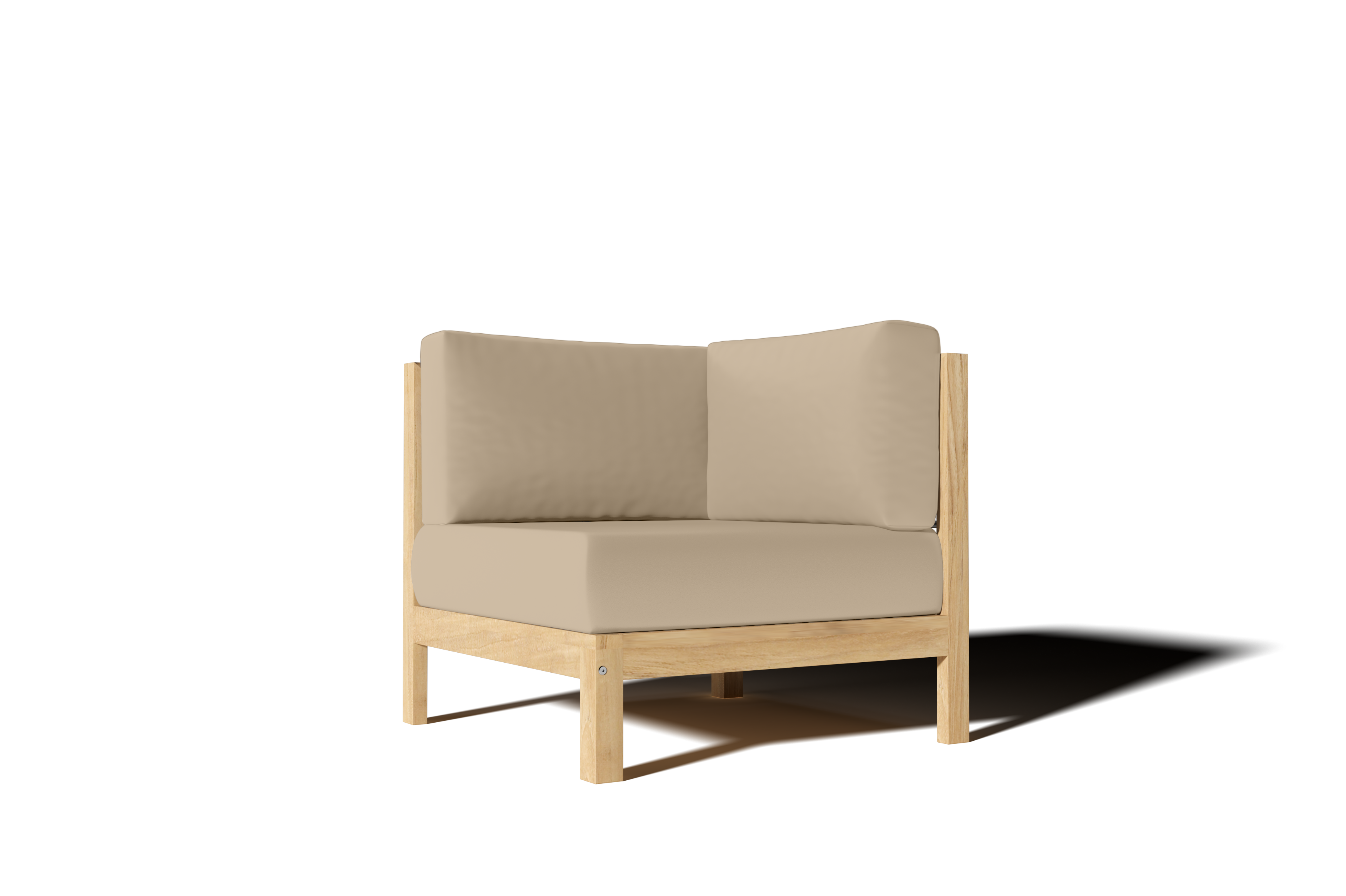 Leon Teak Outdoor Sectional Corner Sofa with Sunbrella Fawn Cushion - Waterproof & Durable Patio Furniture for Garden, Poolside & Backyard Relaxation