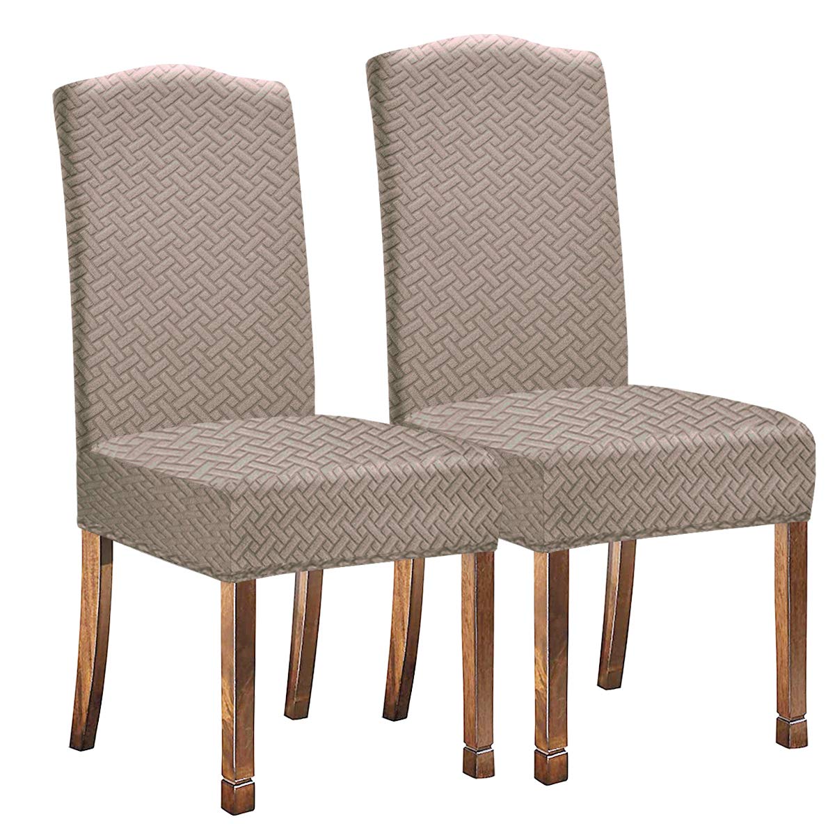 Waterproof Dining Chair Covers Set of 2 - Stretchable Slipcovers for Kitchen & Parsons Chairs, Camel Color - Perfect for Family Meals & Dinner Parties