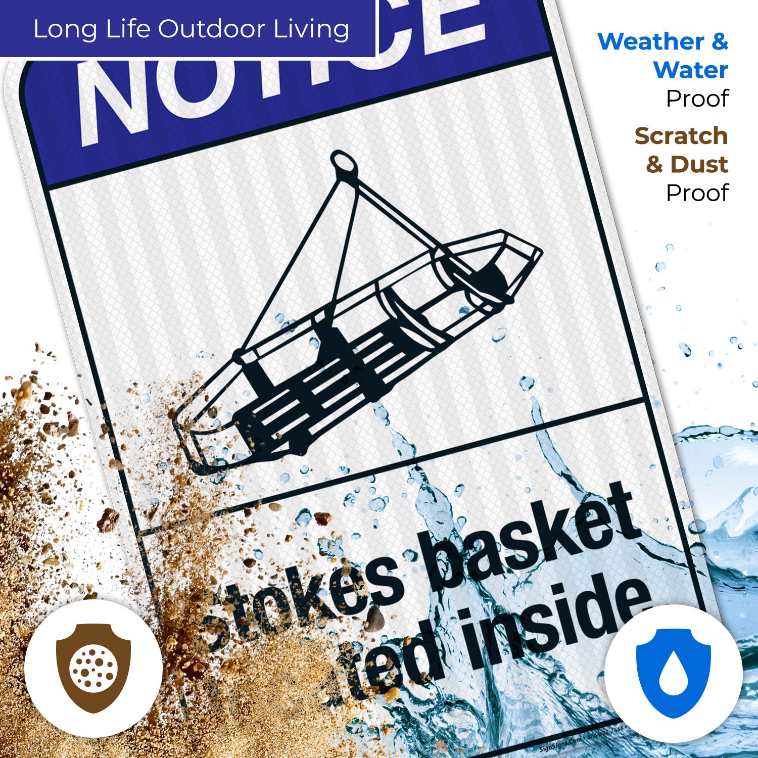 ANSI Compliant Stokes Basket Located Inside Sign | 12x18 Inches | 3M EGP Reflective .063 Aluminum | Fade Resistant | Indoor/Outdoor Use | Made in USA | Perfect for Hospitals, Warehouses & Emergency Facilities