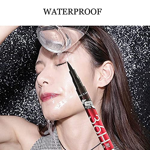 KAARM 36H Waterproof Liquid Eyeliner - Ultra-Precision Long Lasting Eyeliner Pencil, Smudge Proof & Water Resistant (Black, 6 Pack) for Party, Wedding, Daily Makeup & Professional Use