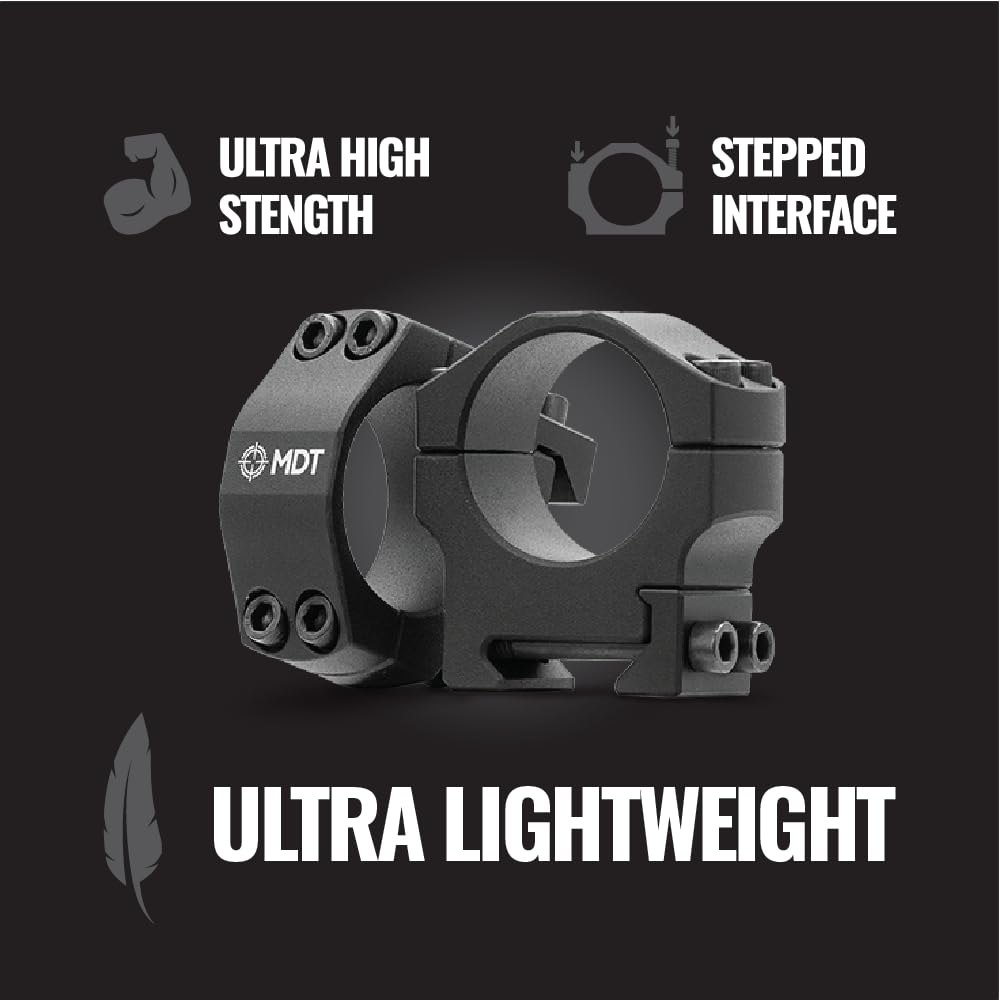 MDT Premier Lightweight Scope Rings - High Precision 30mm 34mm 1 inch Aluminum Scope Mounts for Picatinny Rail - Low/Medium/High/X-High Profile - Perfect for Hunting, Shooting & Tactical Applications