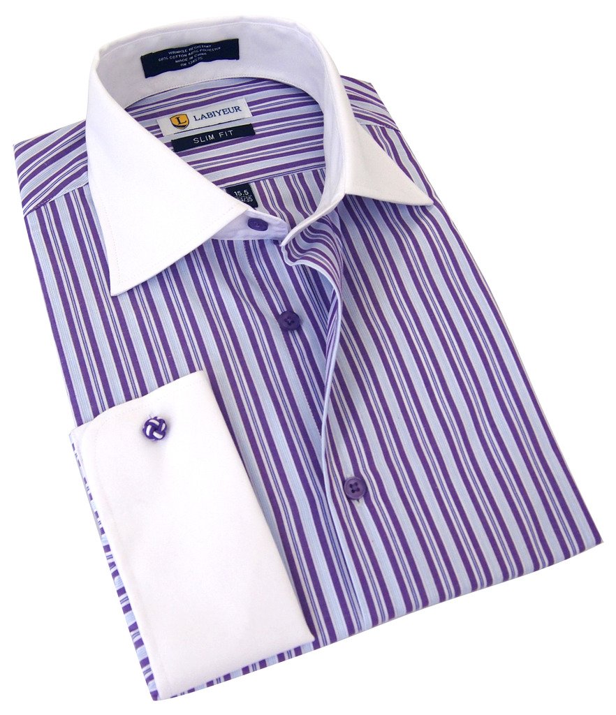 Premium Slim Fit Men's Dress Shirt - Spread Collar French Cuff Formal Shirt for Business & Special Occasions | Office Wear, Weddings & Evening Events