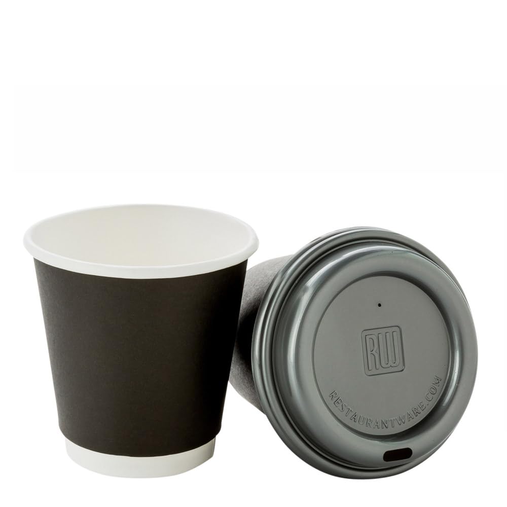 Restaurantware 8 oz Disposable Coffee Cups - 500 Pack Insulated Hot Cups with Double Wall for Coffee, Tea & Hot Chocolate | Black Paper Cups (Lids Sold Separately) - Perfect for Cafes, Offices & Catering Events