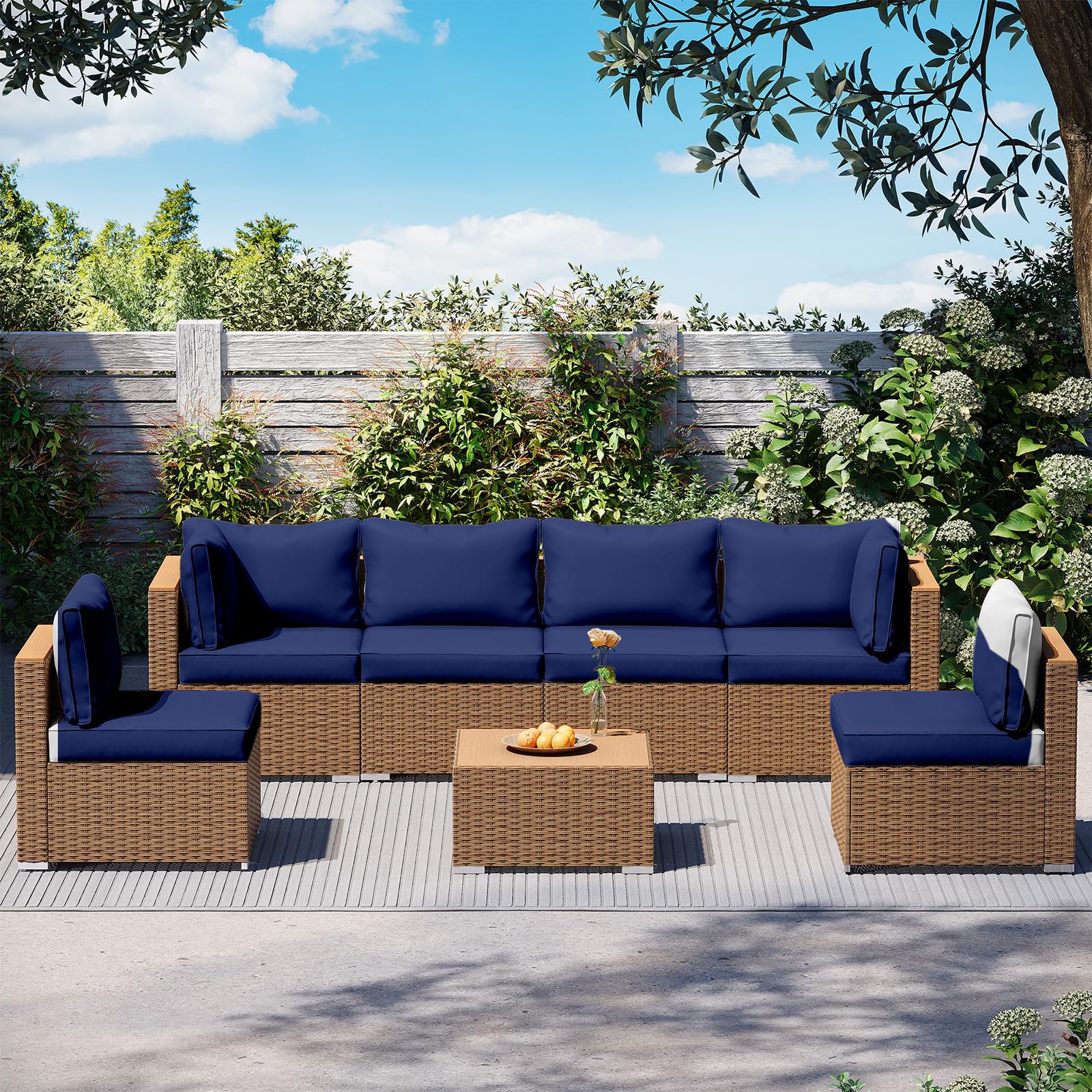 PROHIKER 14-Pack Outdoor Cushion Covers with Zipper - Navy Blue Replacement Covers for 7-Piece Patio Furniture Set | Waterproof & UV Resistant Sofa & Pillow Covers for Backyard, Deck, Poolside & Garden Use