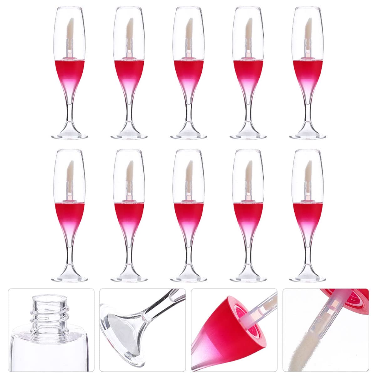 LALAFINA 75PCS Empty Lip Gloss Tubes - Red Wine Cup Design for DIY Lip Gloss, Lip Balm, Lip Glaze - Perfect for Makeup Artists, Beauty Salons & DIY Cosmetics