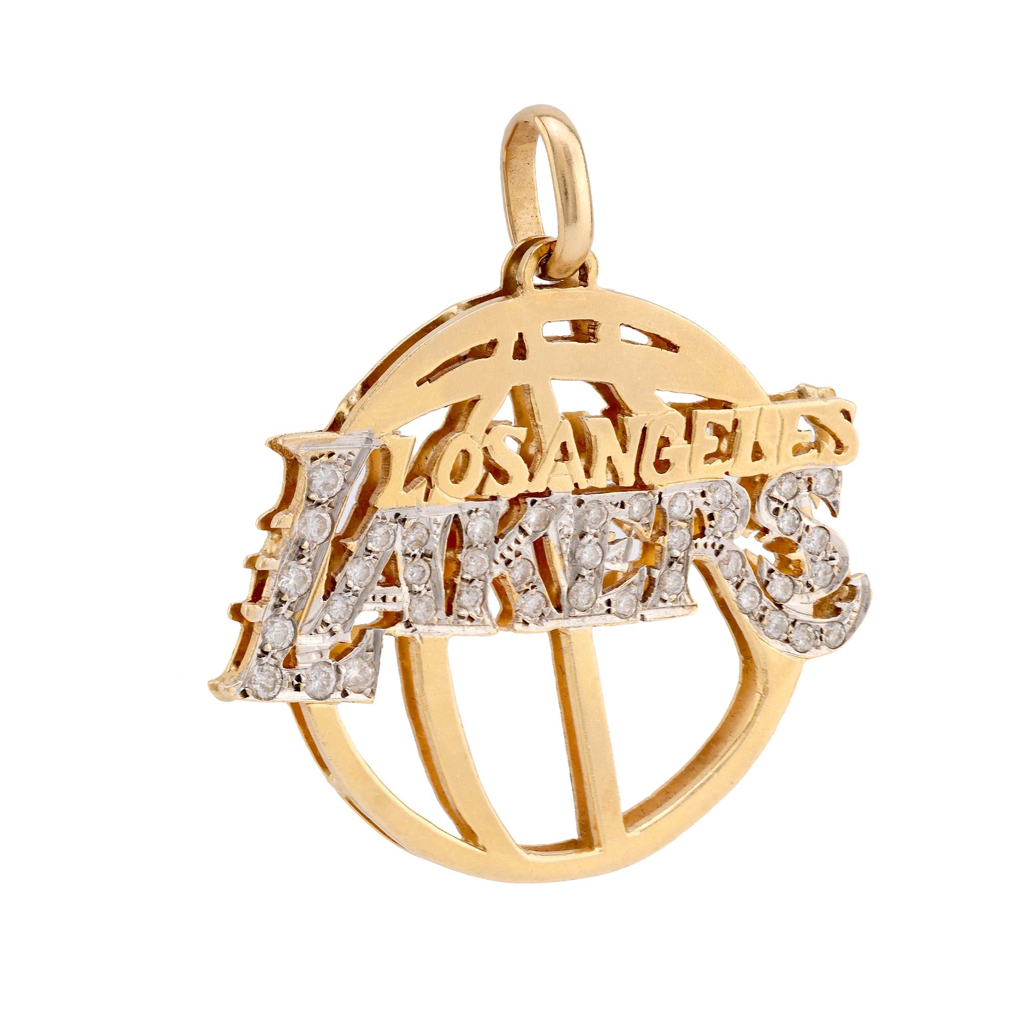 14K Yellow & White Gold Lakers Pendant with Diamonds - Elegant NBA Jewelry for Men & Women - Perfect for Gifts, Game Days & Lakers Fans