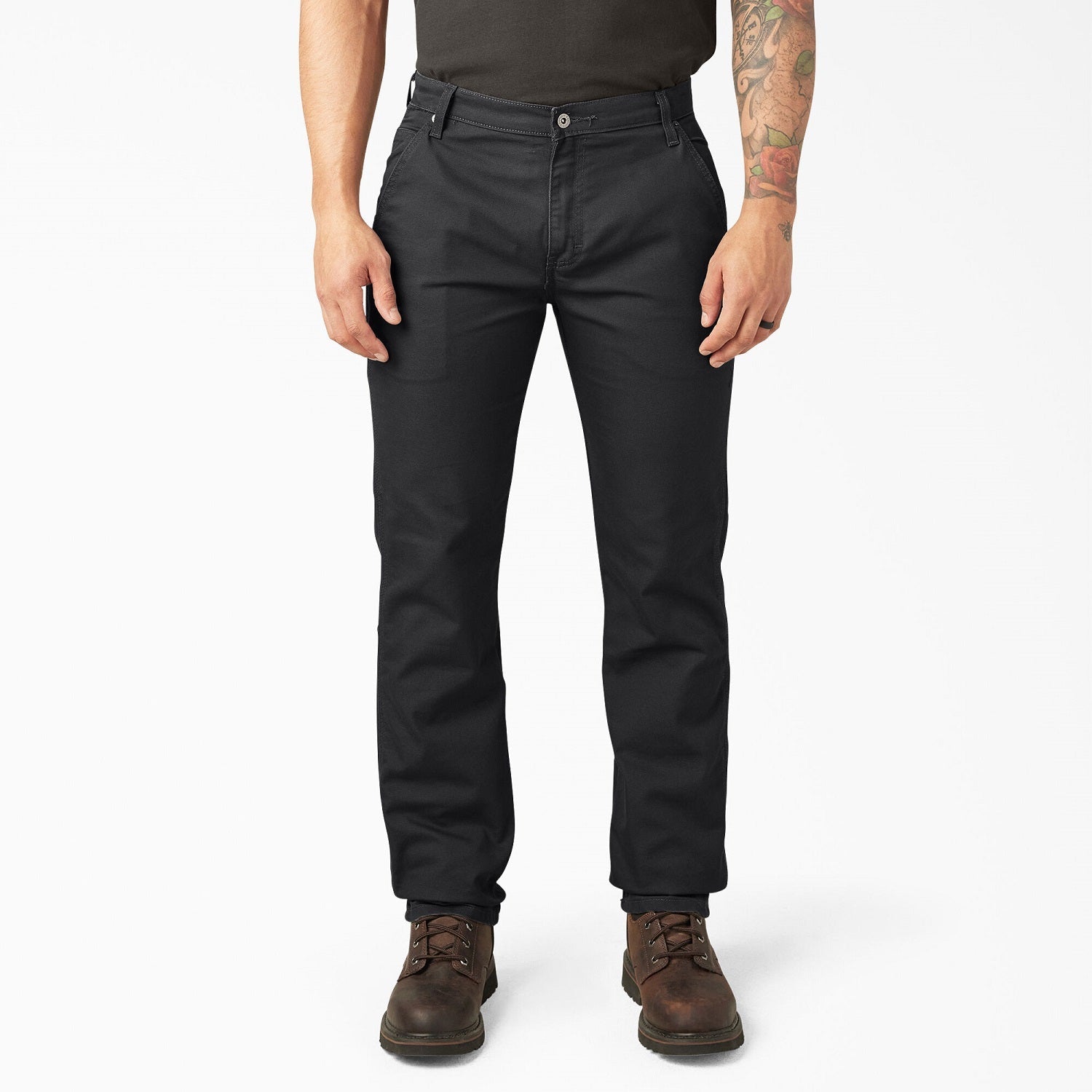 Dickies Men's FLEX Regular Fit Duck Carpenter Work Pants - Stonewashed Black | Durable Workwear for Construction, Carpentry & Outdoor Jobs