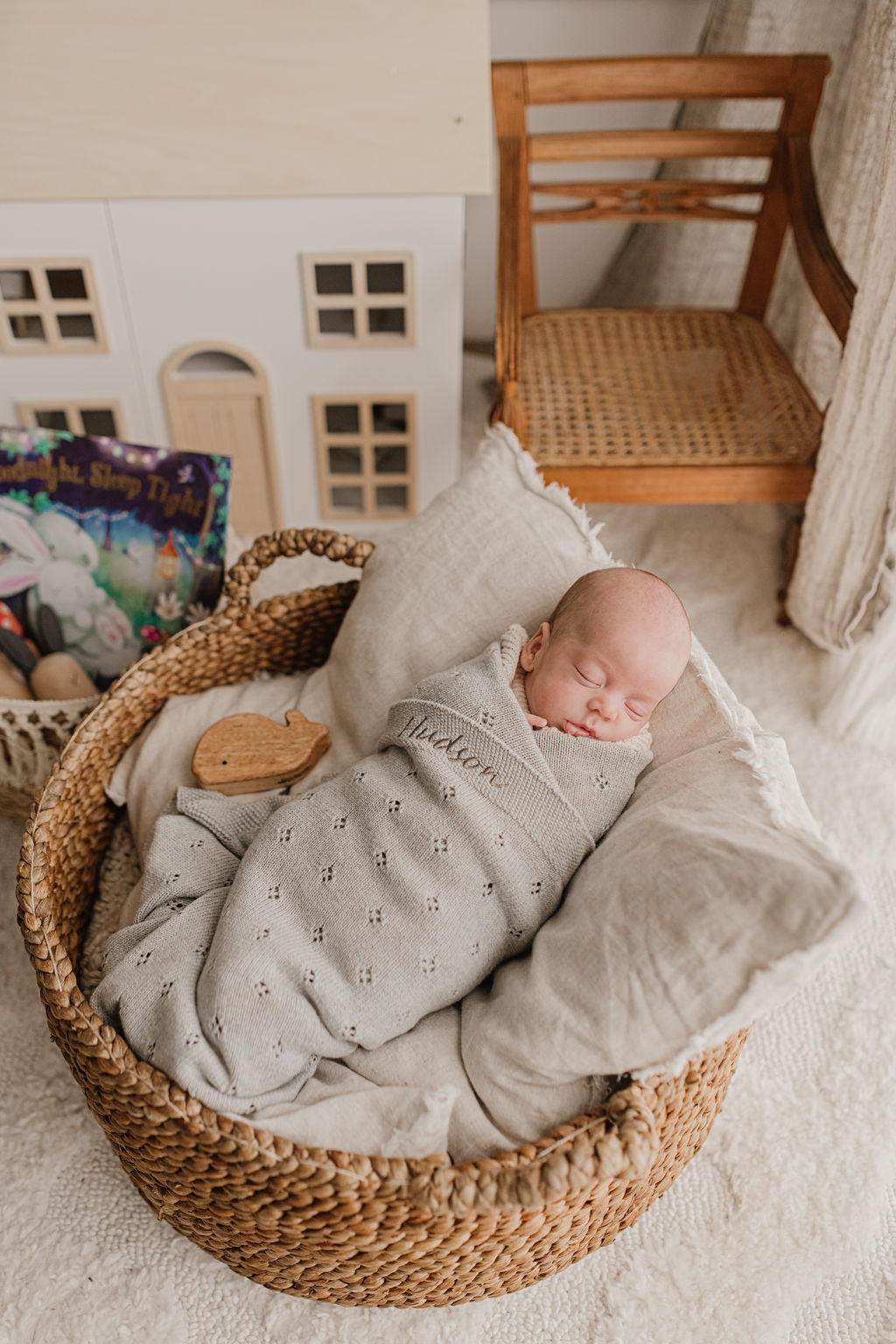 Personalized Baby Blanket - Soft Pointelle Grey Knit Blanket for Newborns & Infants | Perfect for Nursery, Swaddling, Stroller & Photo Shoots