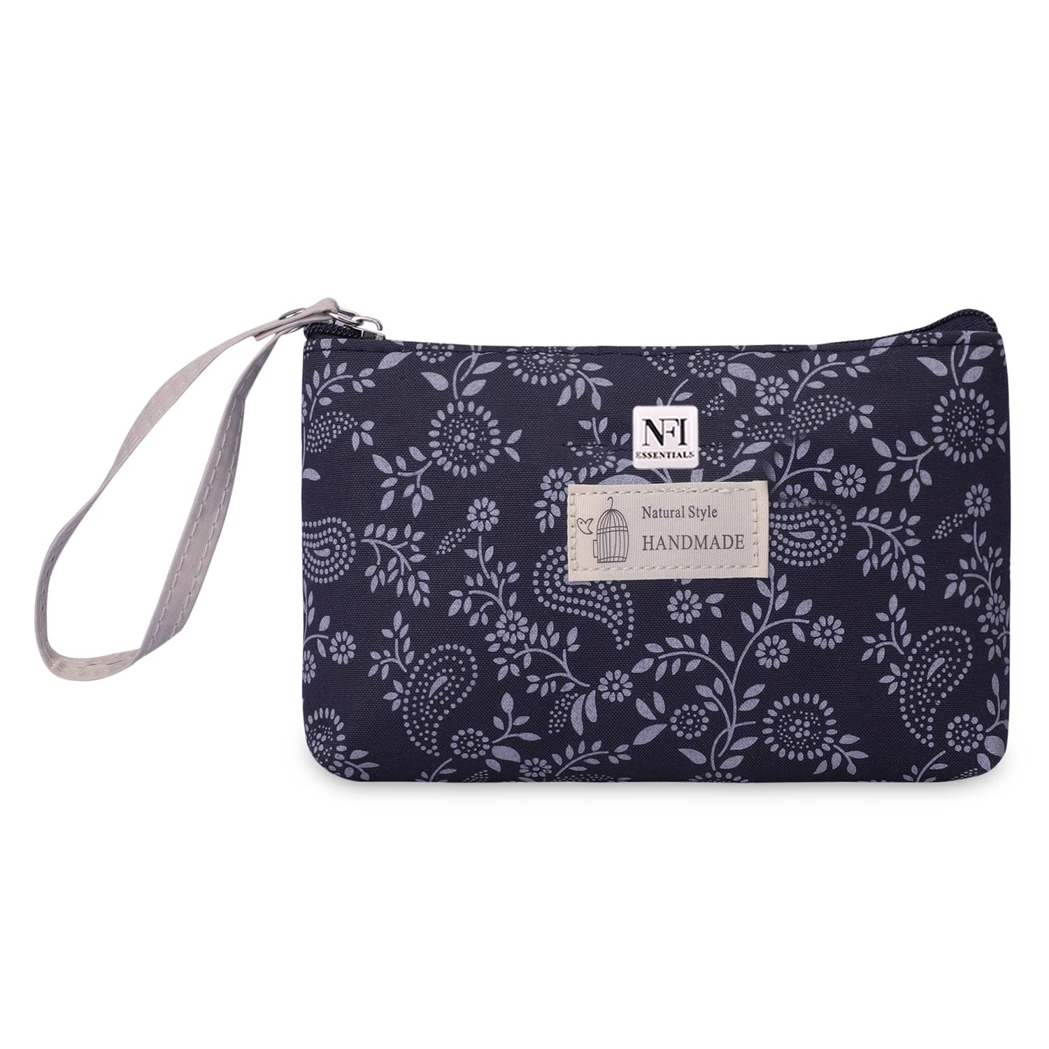 Stylish Blue Makeup Pouch for Women - Small Cosmetic Bag for Travel, Toiletries & Accessories | Perfect for Girls' Essentials, Gym & Daily Use