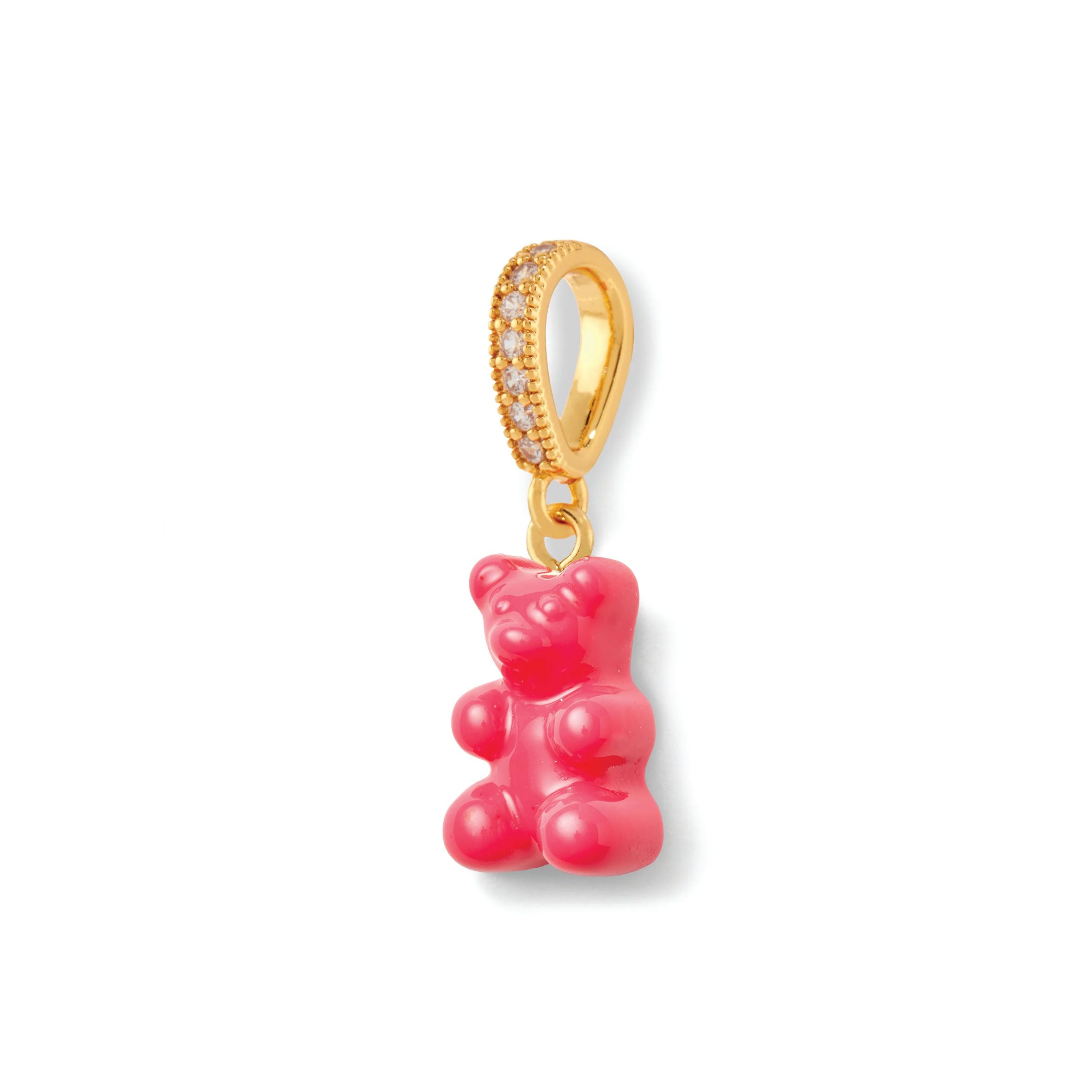 Nostalgia Bear Glossy Pendant Necklace with Crystal Gold Connector - Perfect for Gifts, Anniversary & Everyday Elegant Jewelry