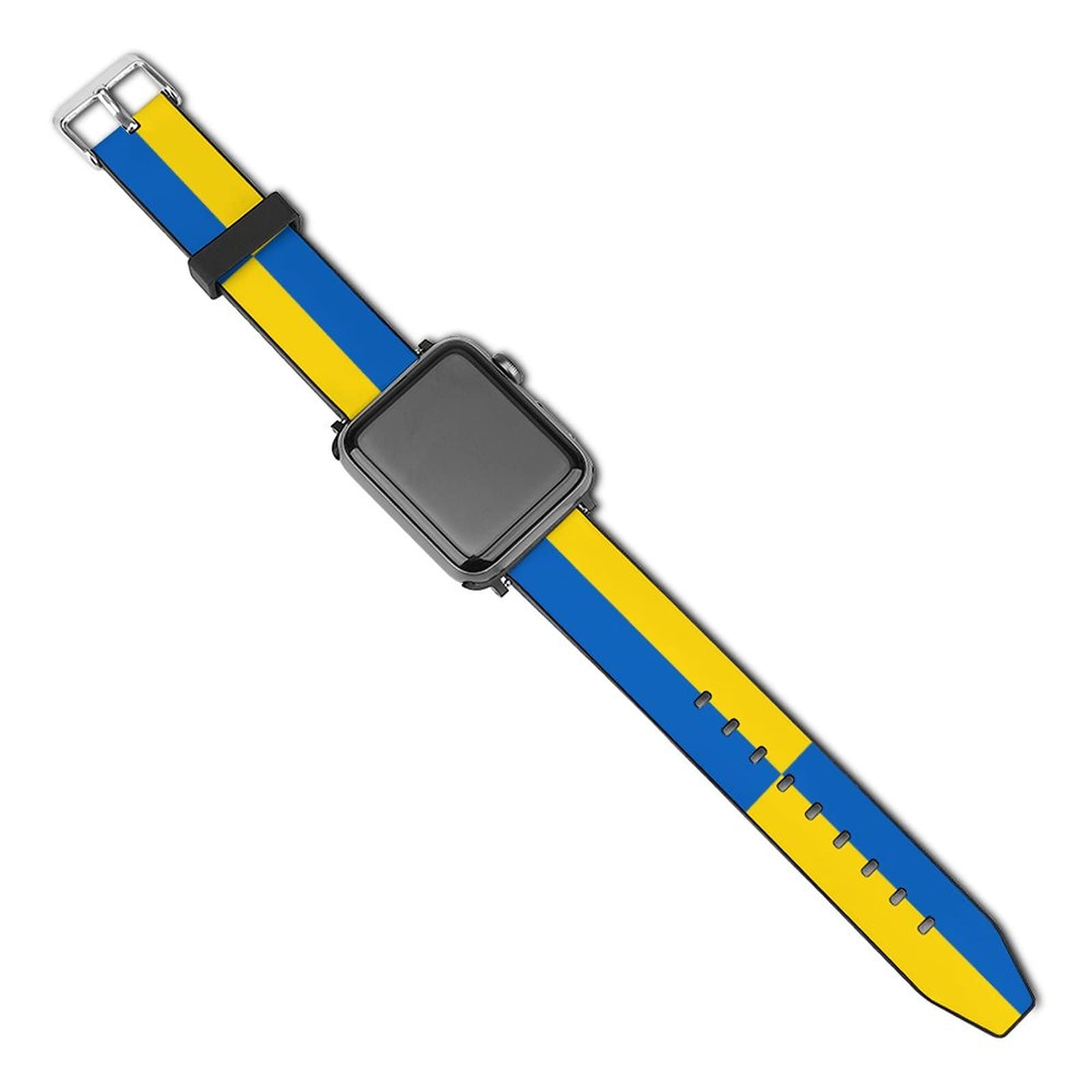 Ukrainian Flag Apple Watch Band 38mm/40mm 42mm/44mm - Adjustable PU Leather Replacement Strap for Women & Men | Peace & Love Design | Perfect for Workouts, Daily Wear & Showing Support