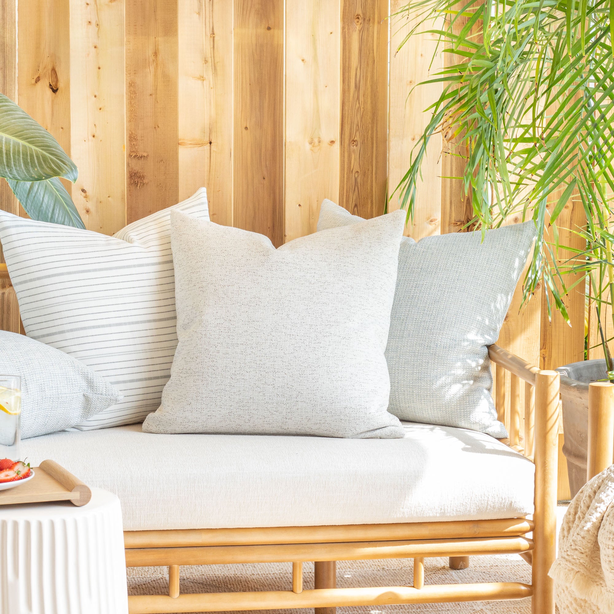 Premium Preston 22x22 Outdoor Throw Pillow - Waterproof Birch Pattern Cushion for Patio Furniture, Garden Lounge & Poolside Decor