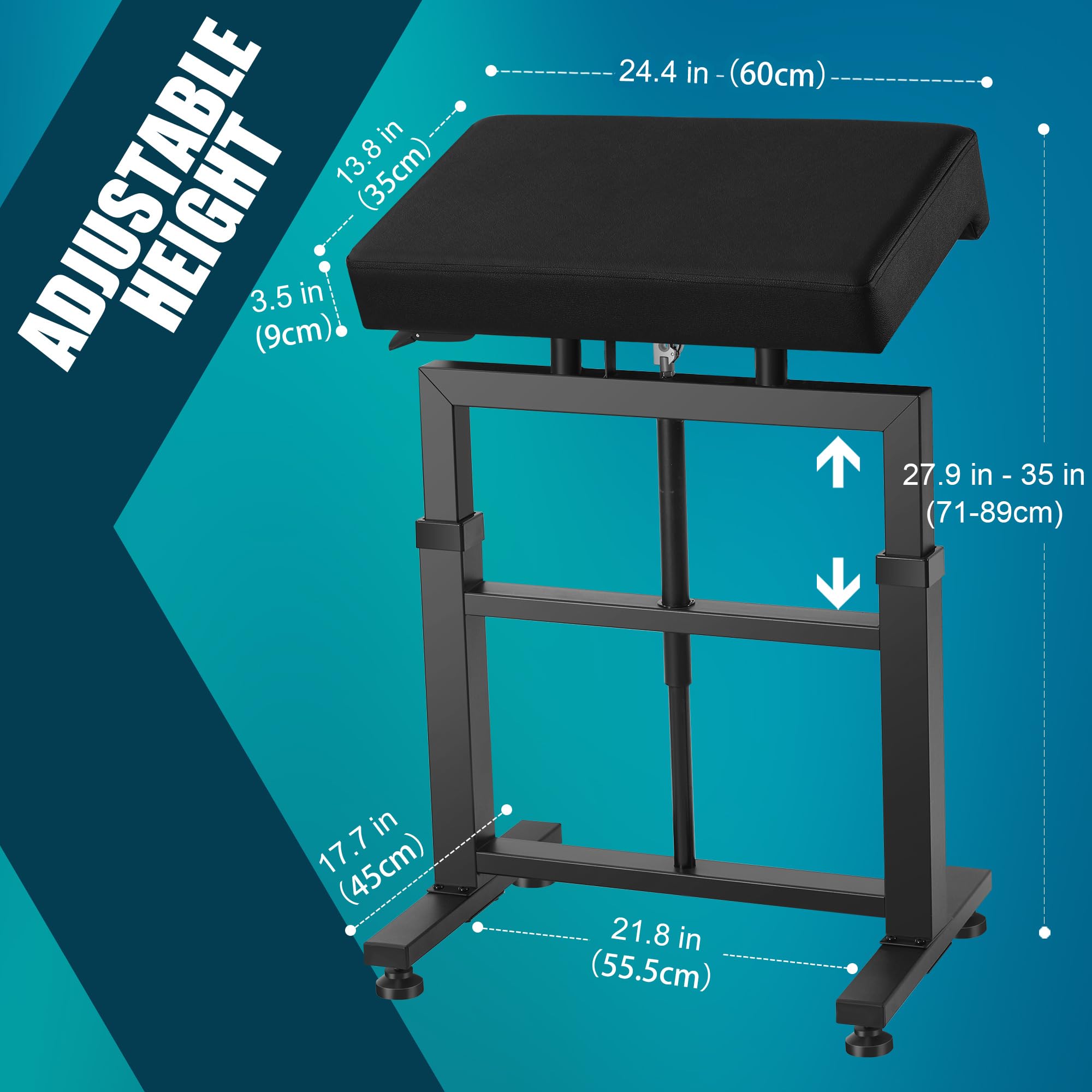 POARMEEY XXL Hydraulic Tattoo Arm Rest Stand - Adjustable Height, Solid Black Design for Professional Tattoo Artists | Perfect for Tattoo Studios, Home Use & Mobile Tattoo Services