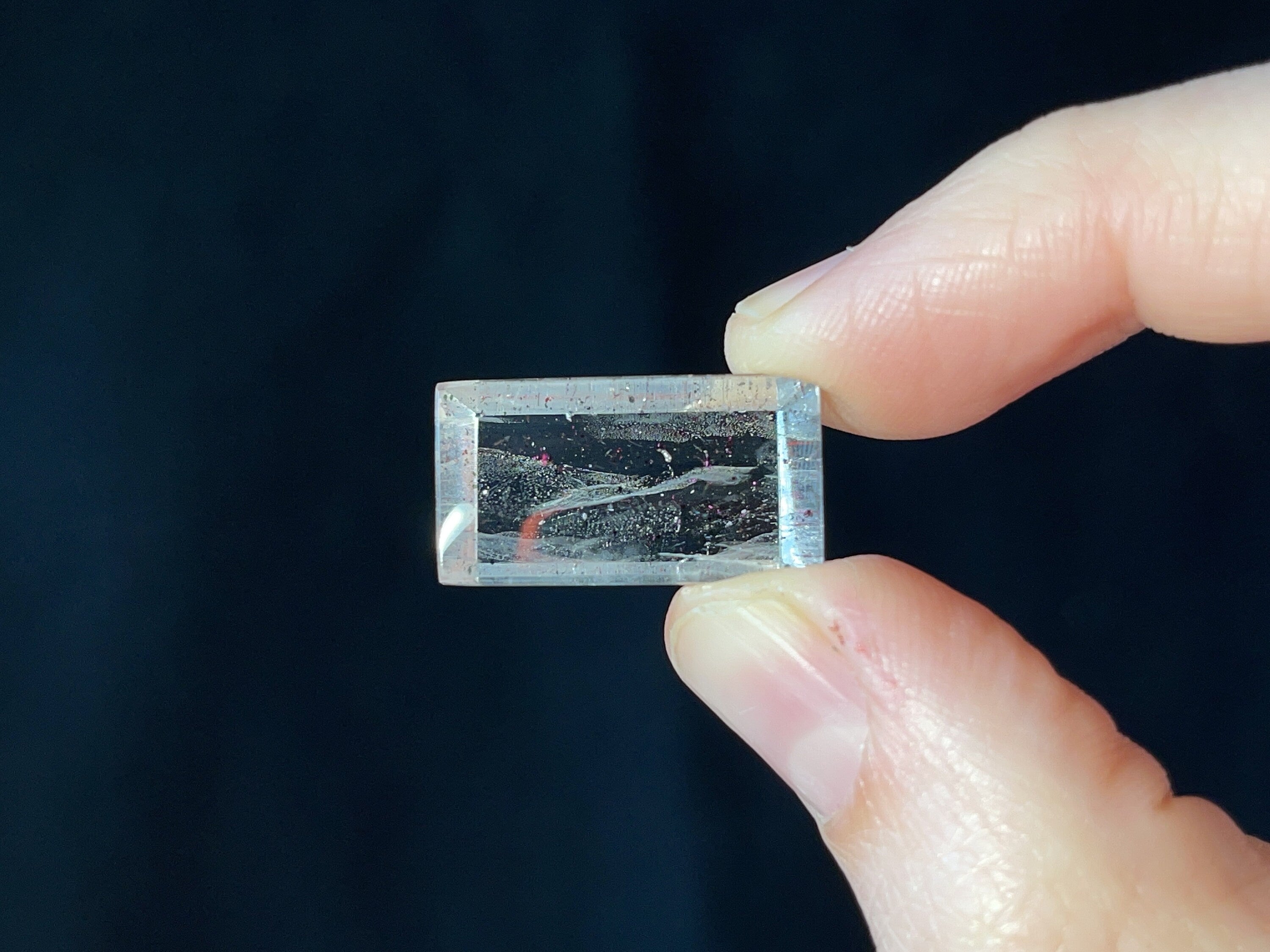Natural Pink Fire Quartz Cabochon - Rectangle Shape for Jewelry Making, Semi-Precious Gemstone (COVELLITE 44092) - Perfect for Pendants, Rings & DIY Craft Projects